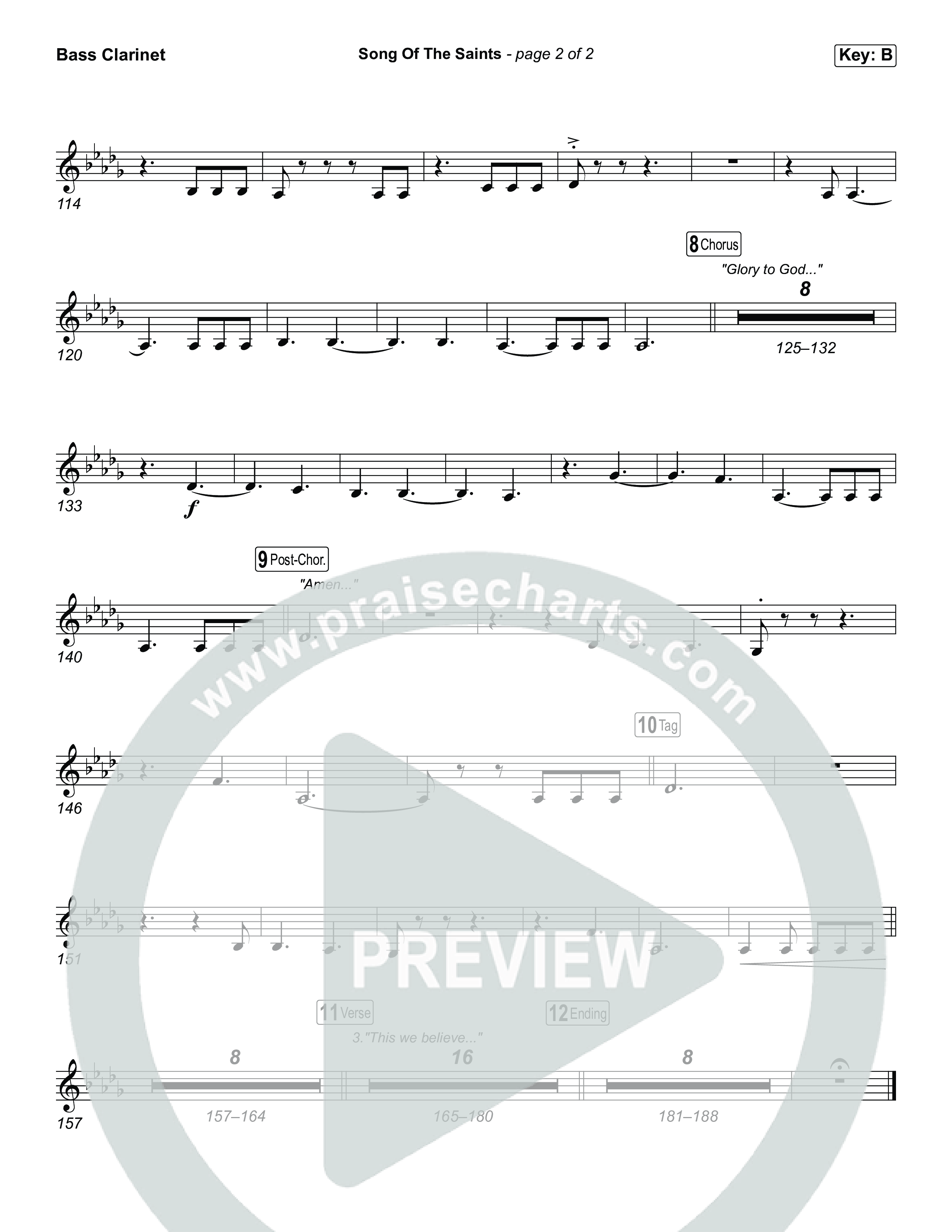 Song Of The Saints Bass Clarinet (Phil Wickham)