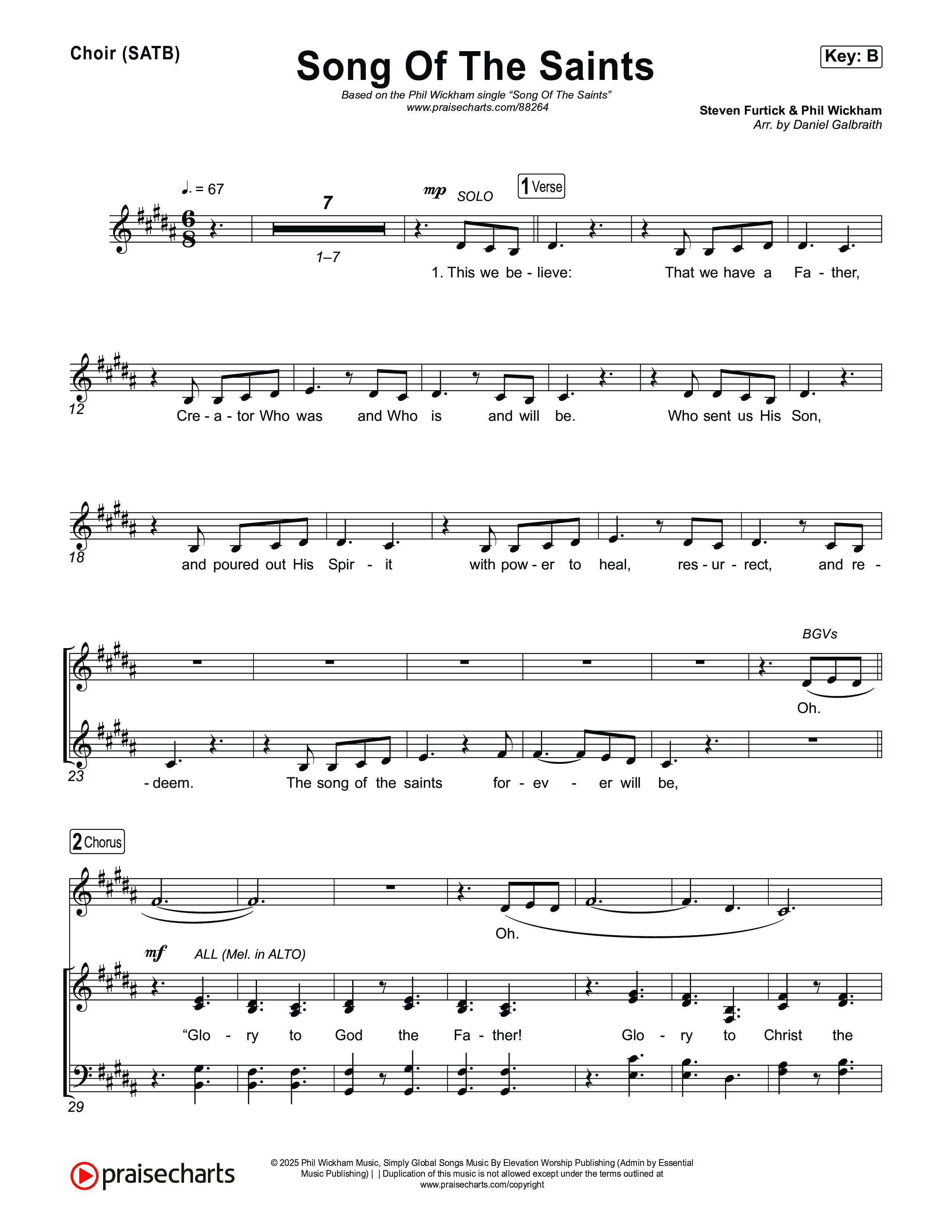 Song Of The Saints Choir Sheet (SATB) (Phil Wickham)