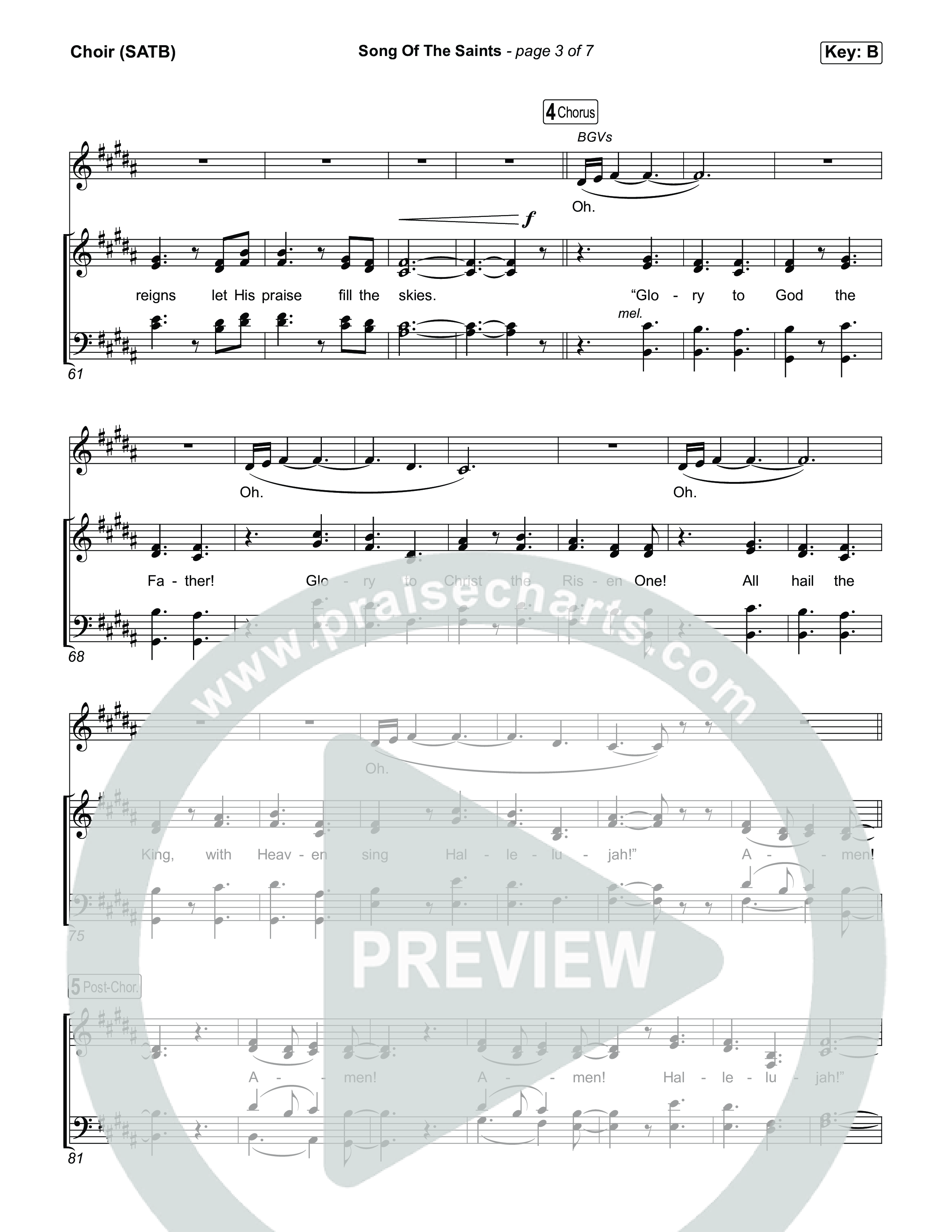 Song Of The Saints Choir Sheet (SATB) (Phil Wickham)