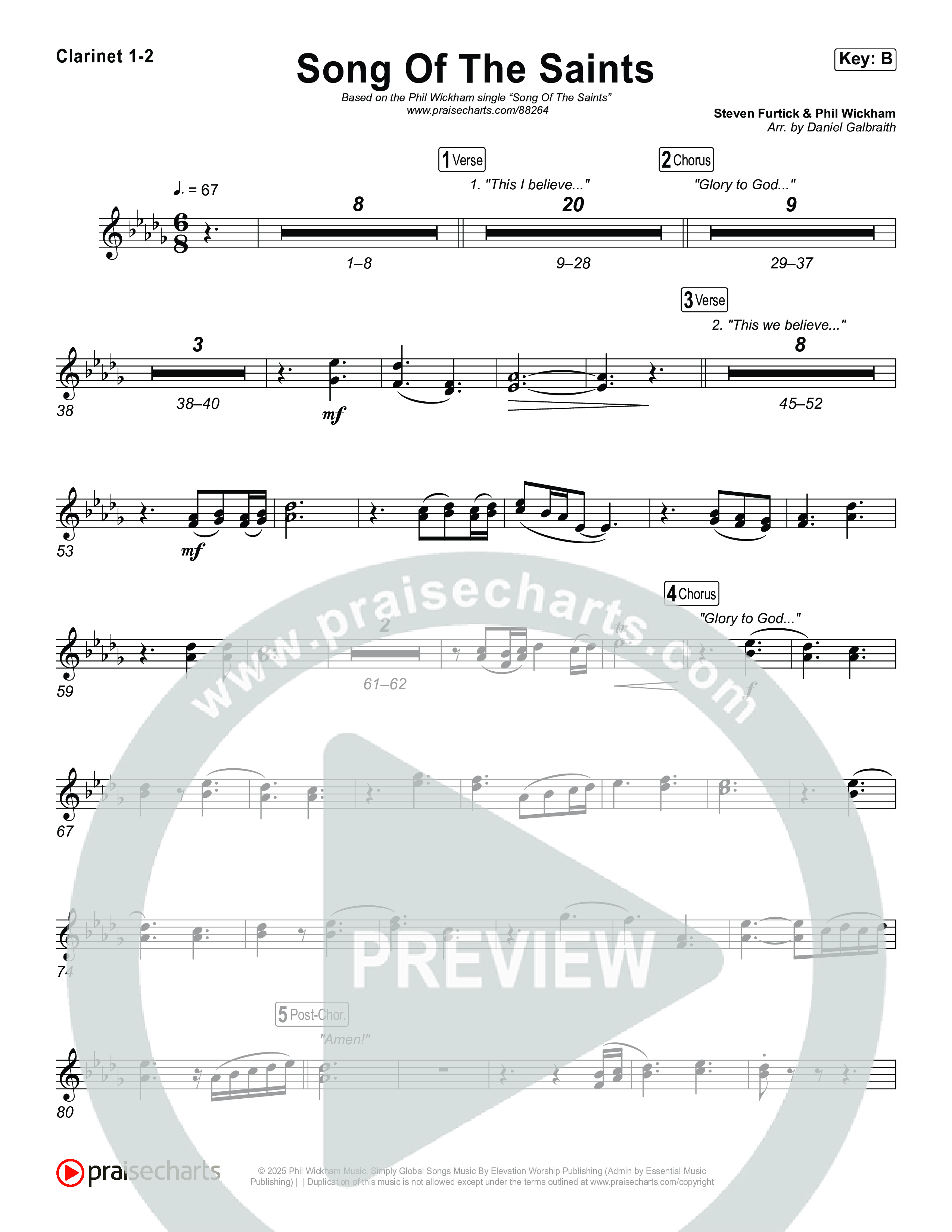 Song Of The Saints Clarinet 1/2 (Phil Wickham)