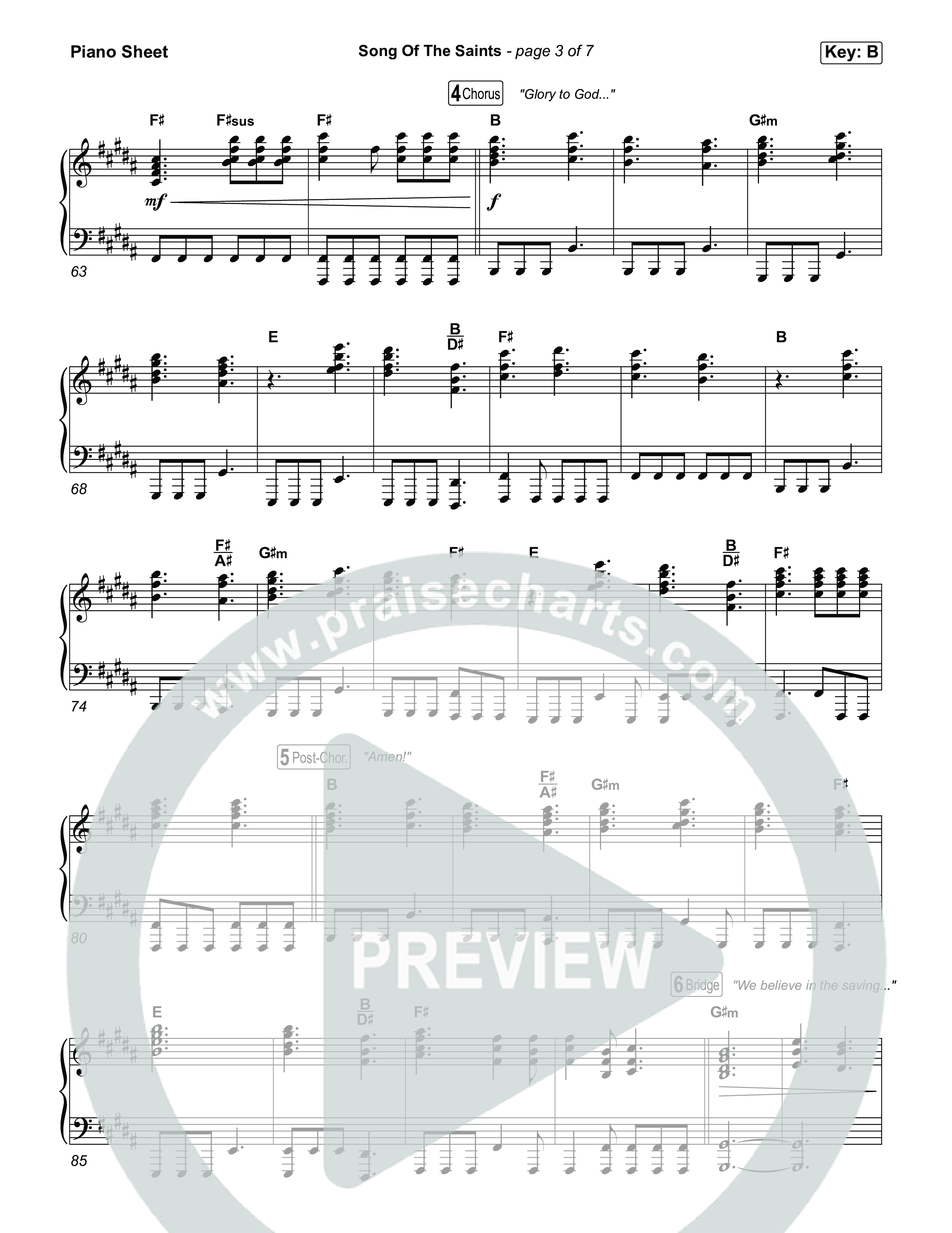 Song Of The Saints Piano Sheet (Phil Wickham)