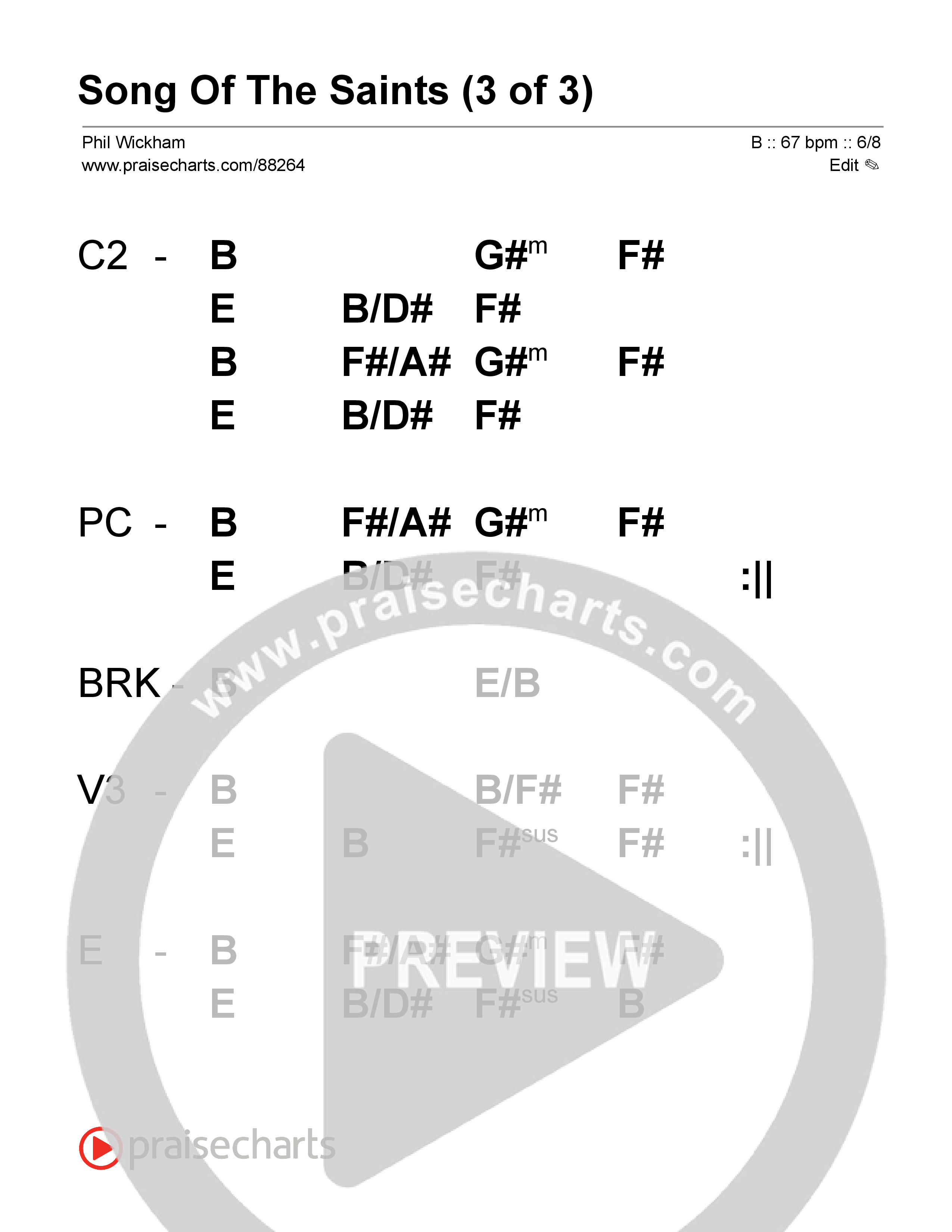 Song Of The Saints Stage Chart (Phil Wickham)
