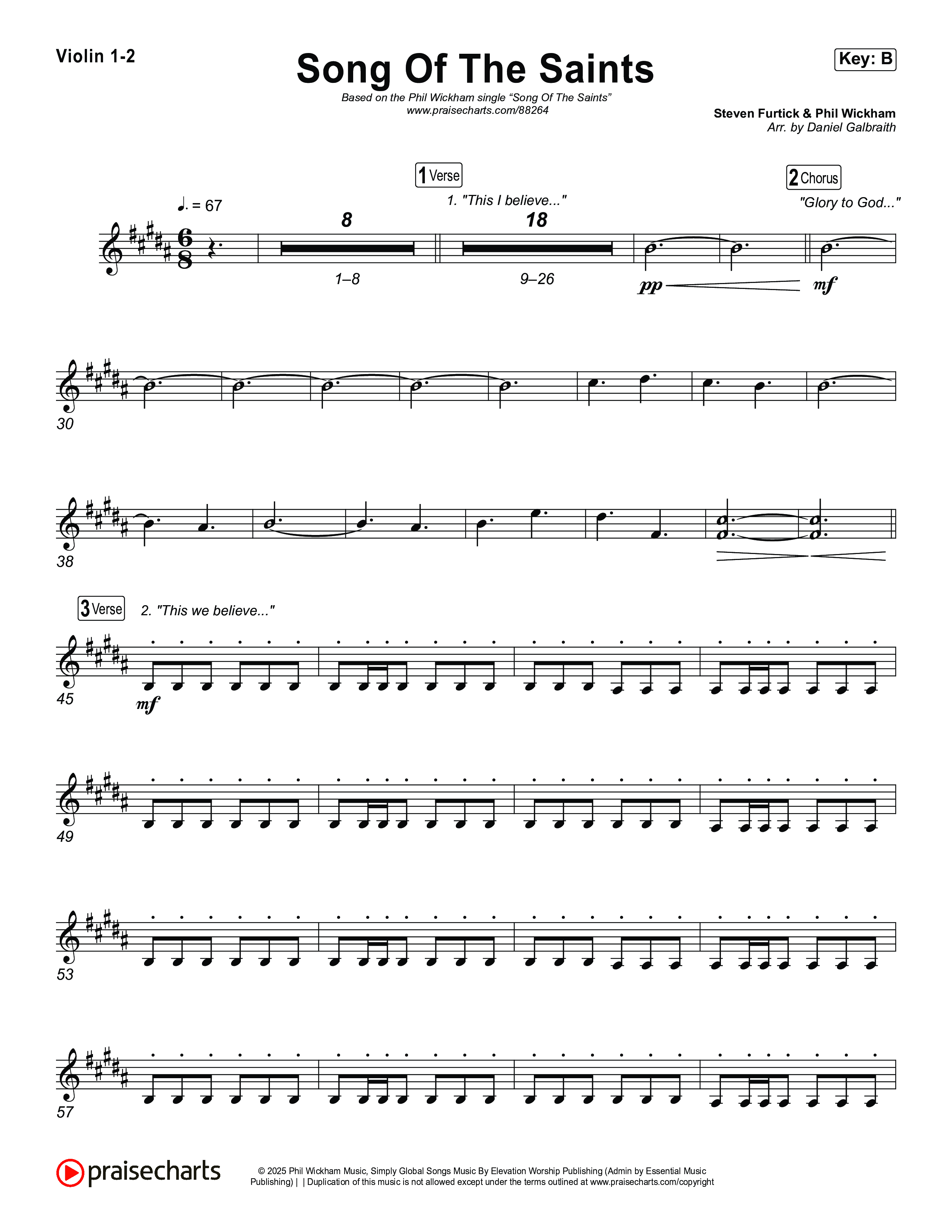 Song Of The Saints Violin 1,2 (Phil Wickham)