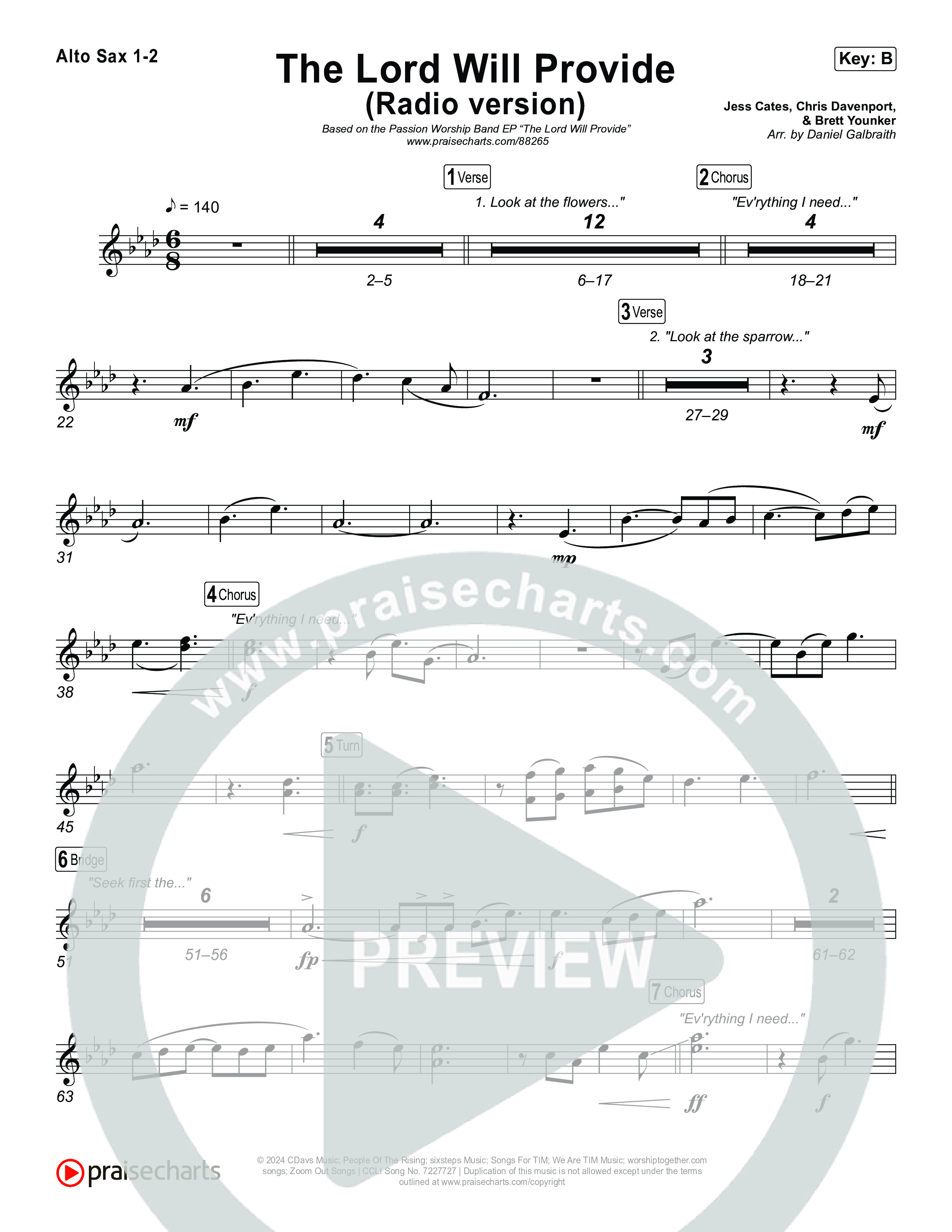 The Lord Will Provide (Radio) Alto Sax 1,2 (Passion)