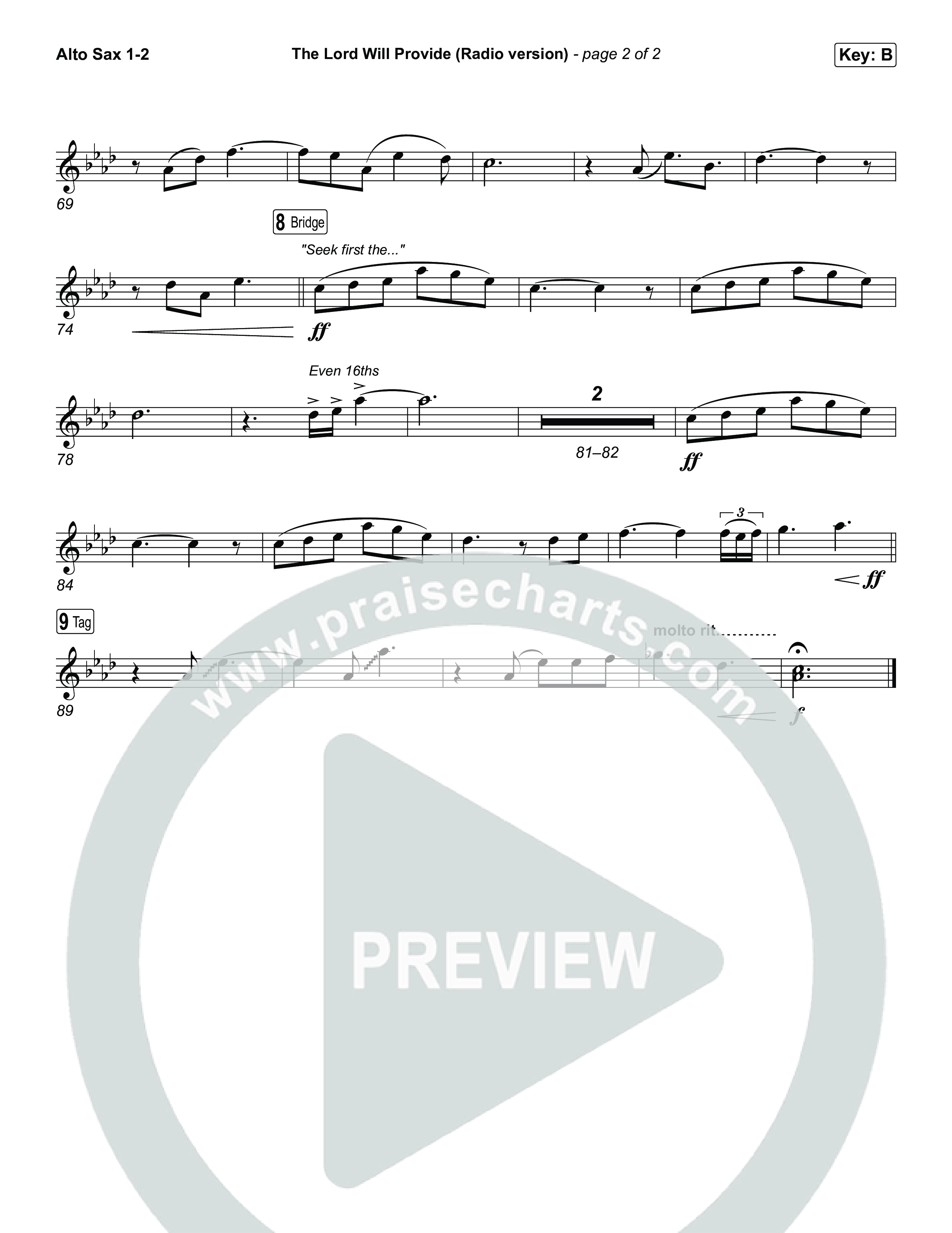 The Lord Will Provide (Radio) Alto Sax 1,2 (Passion)