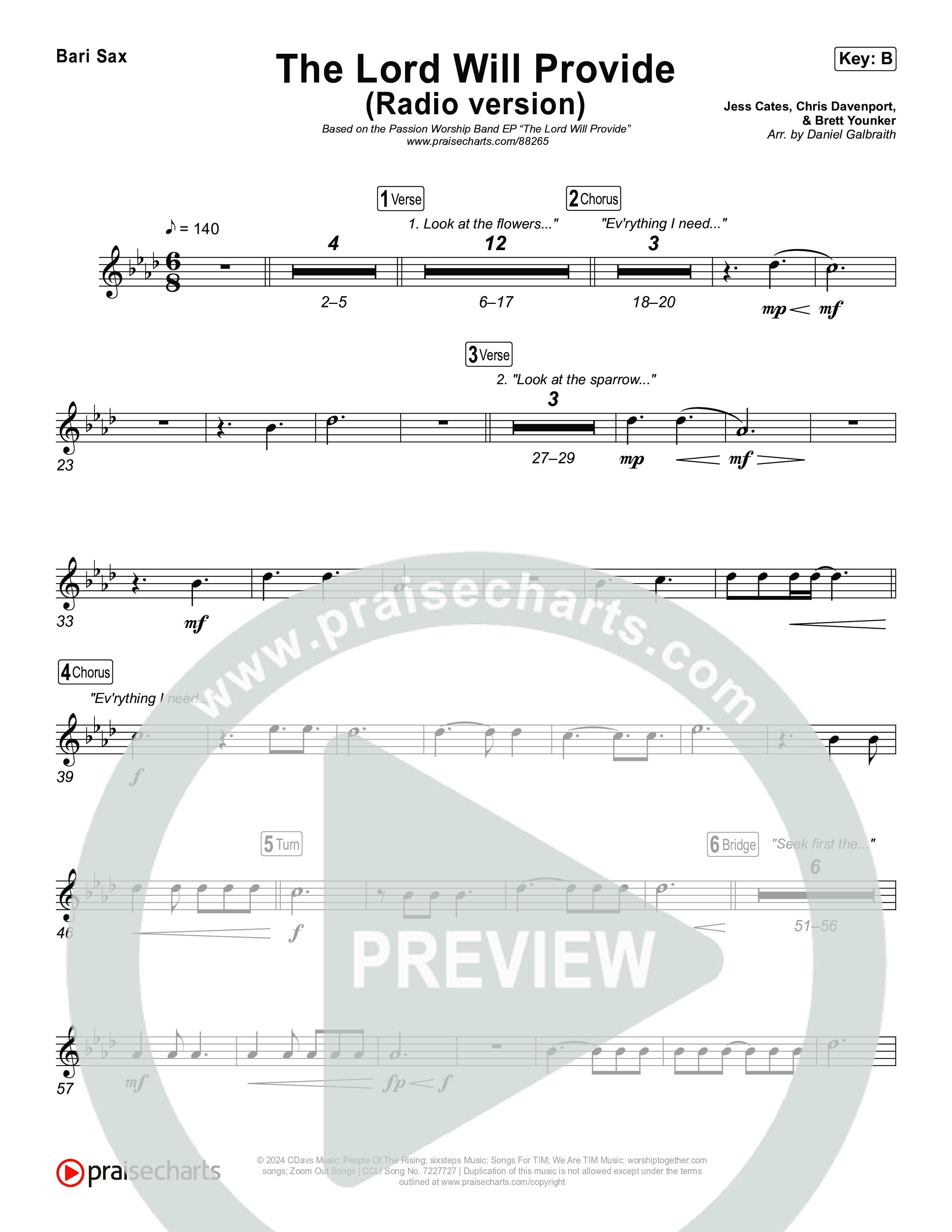 The Lord Will Provide (Radio) Bari Sax (Passion)