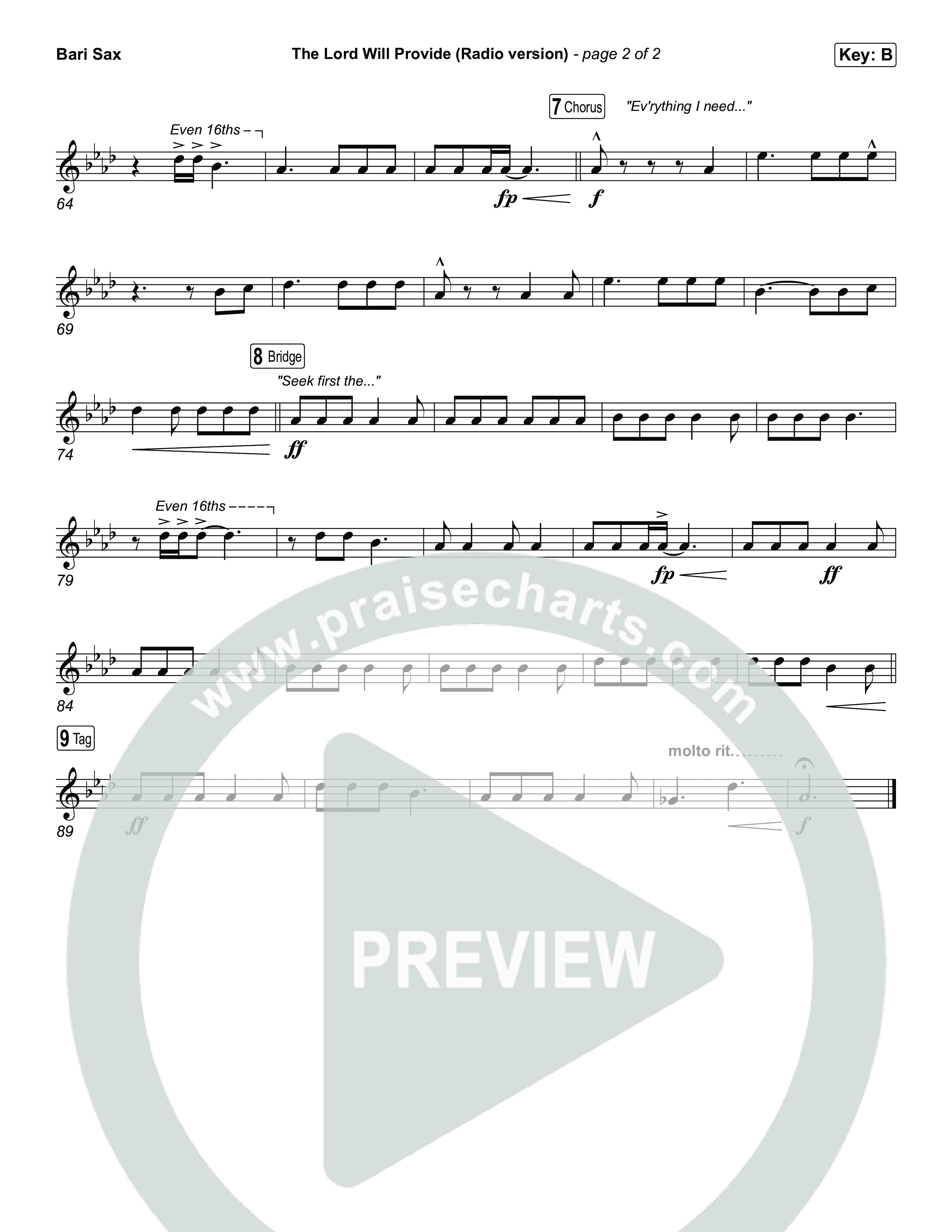 The Lord Will Provide (Radio) Bari Sax (Passion)