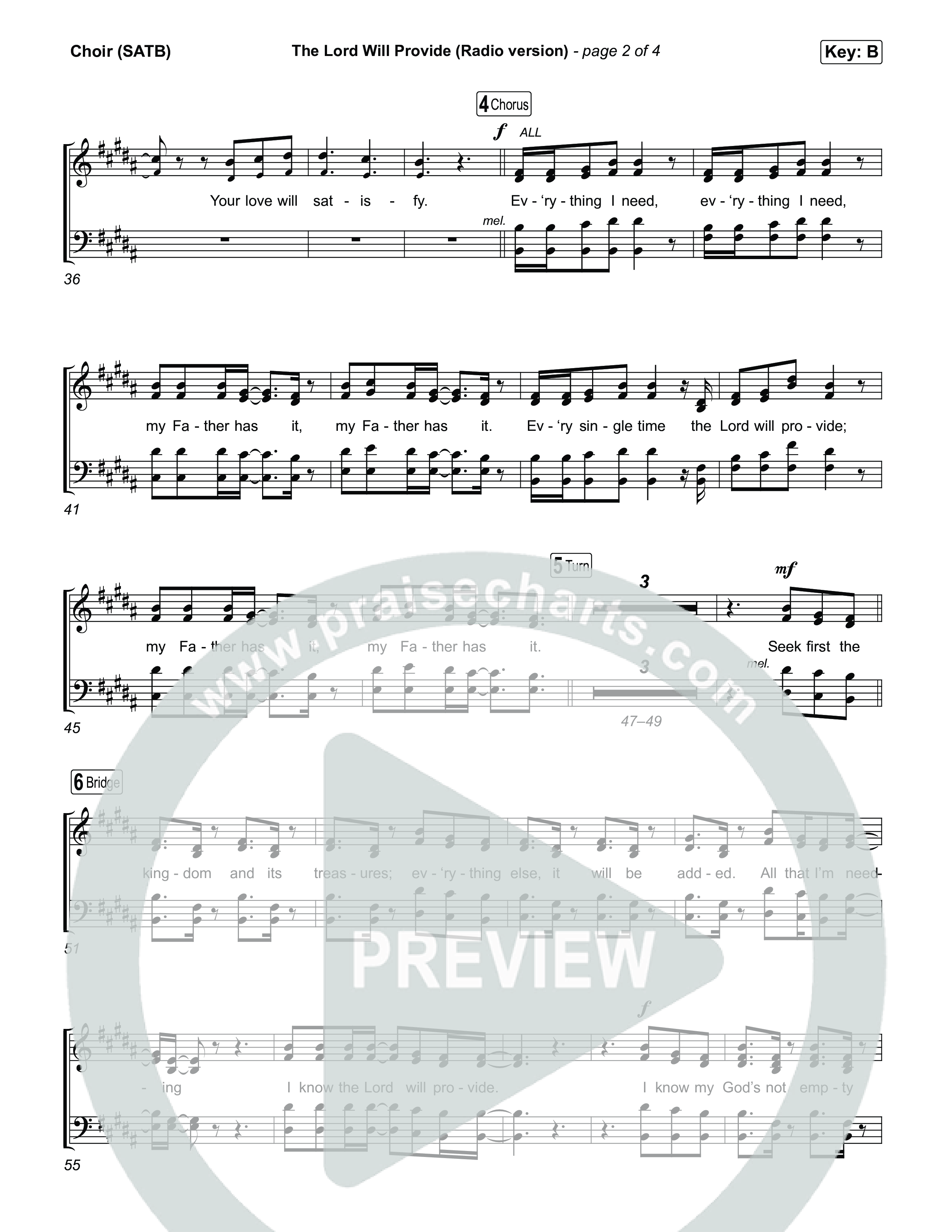 The Lord Will Provide (Radio) Choir Sheet (SATB) (Passion)