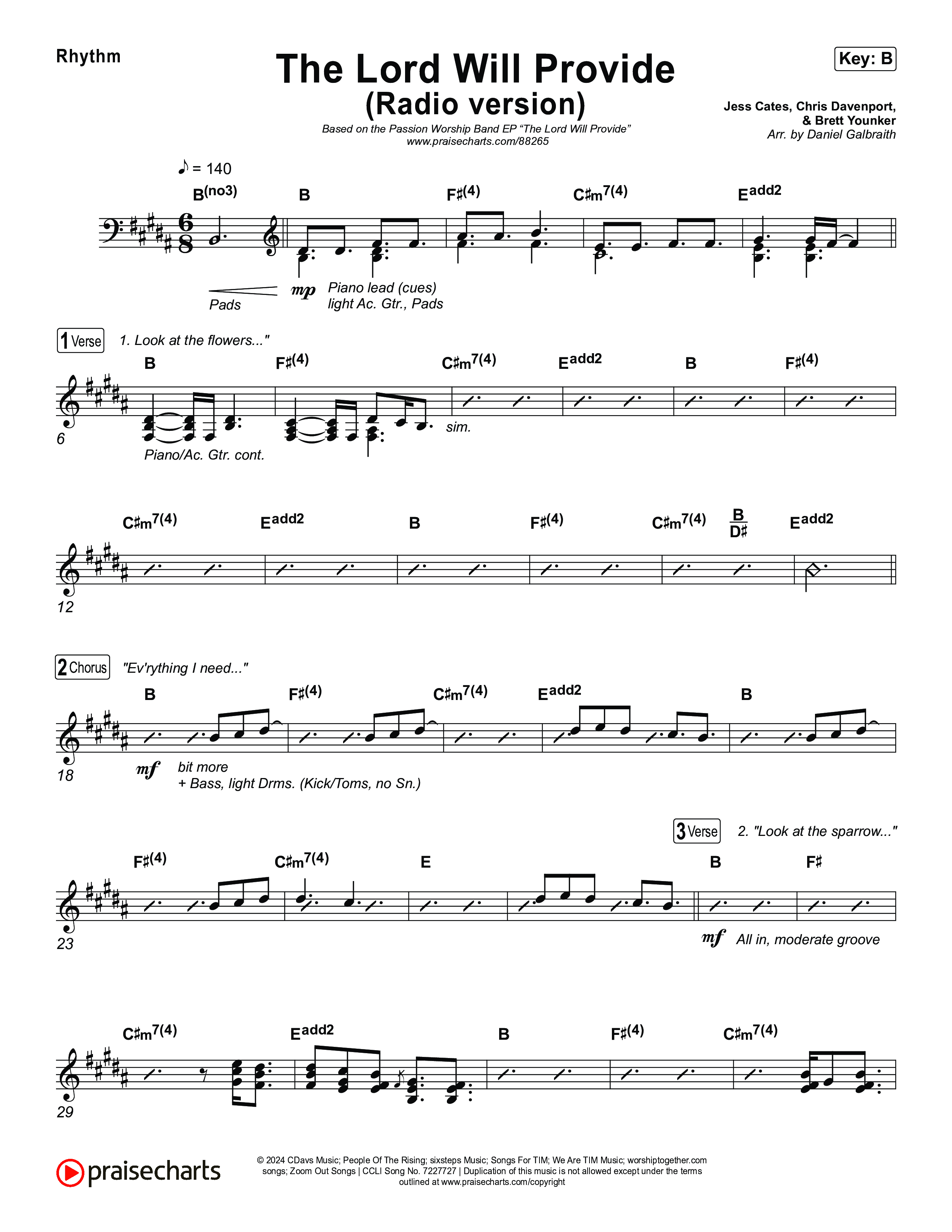 The Lord Will Provide (Radio) Rhythm Chart (Passion)
