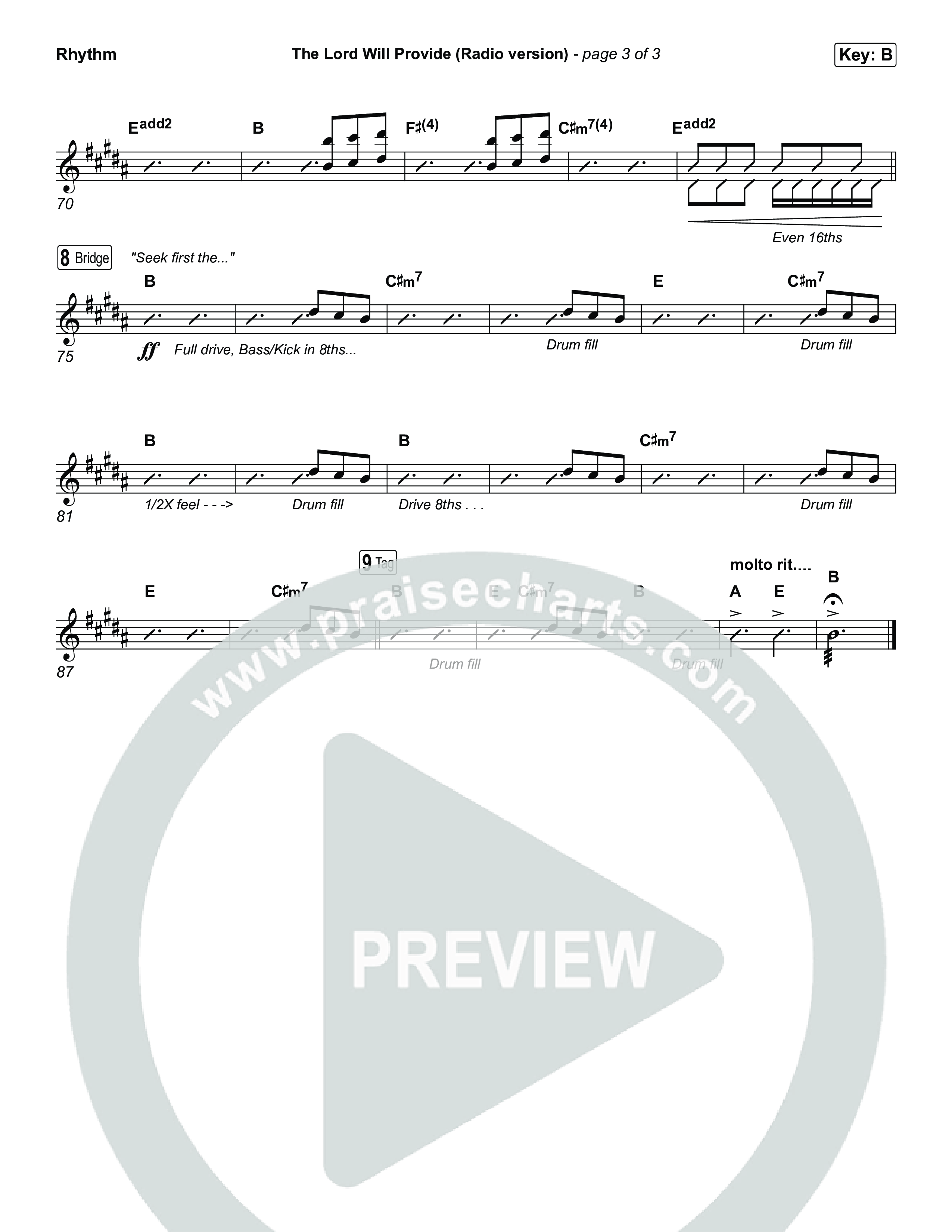 The Lord Will Provide (Radio) Rhythm Chart (Passion)