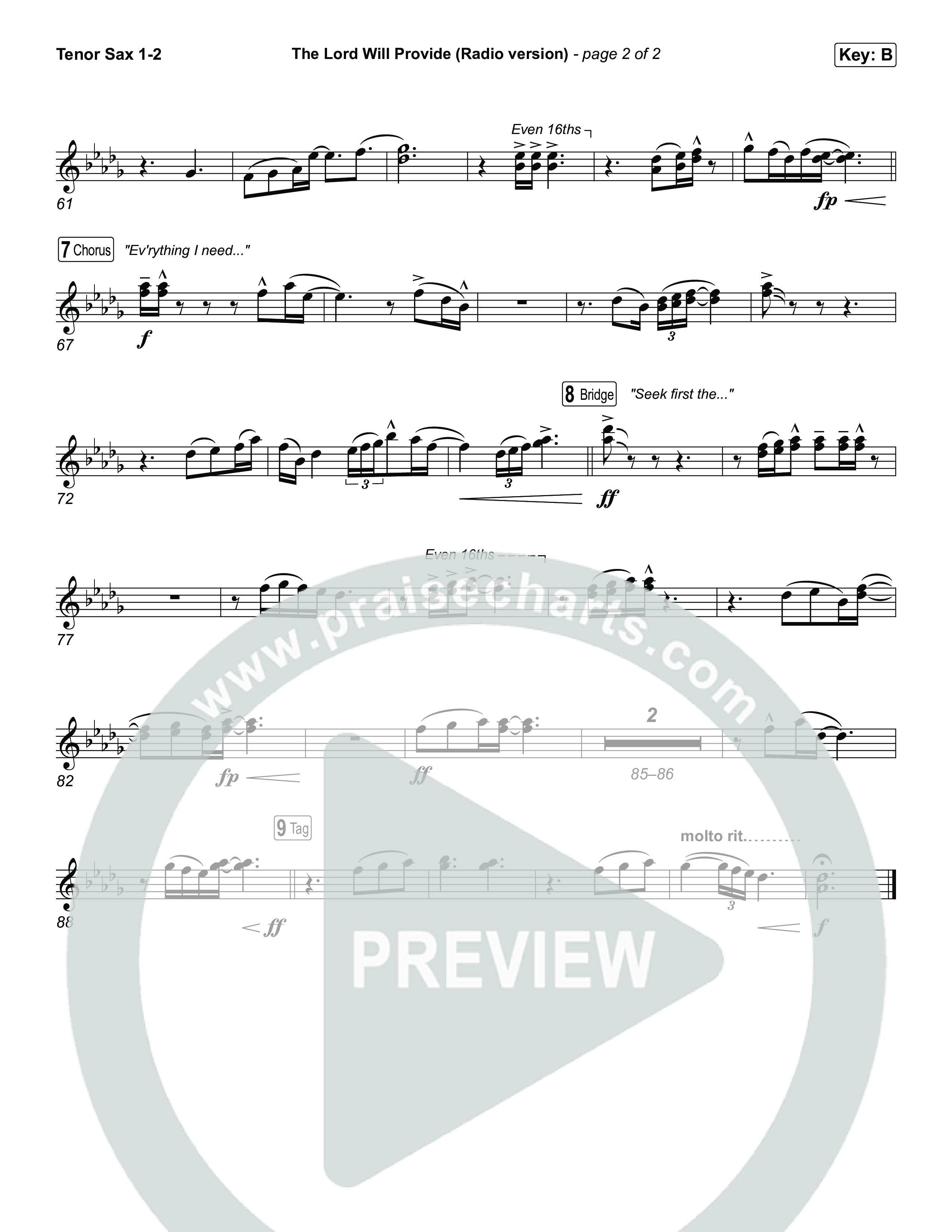 The Lord Will Provide (Radio) Tenor Sax 1,2 (Passion)