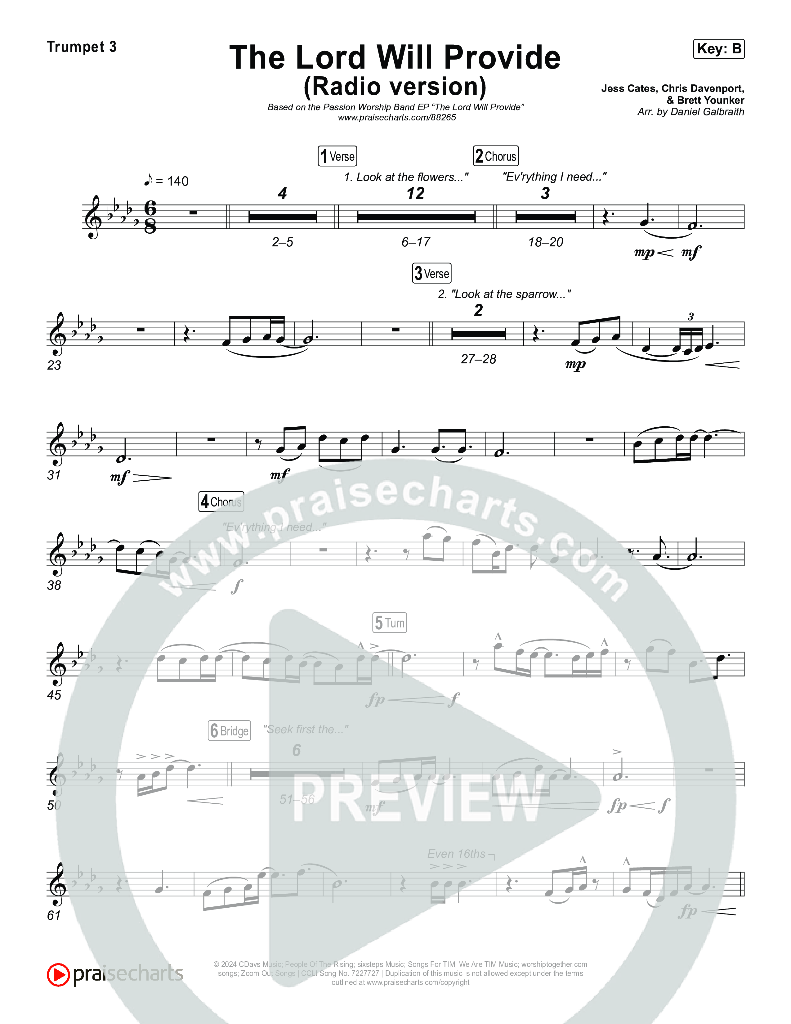 The Lord Will Provide (Radio) Trumpet 1,2 (Passion)