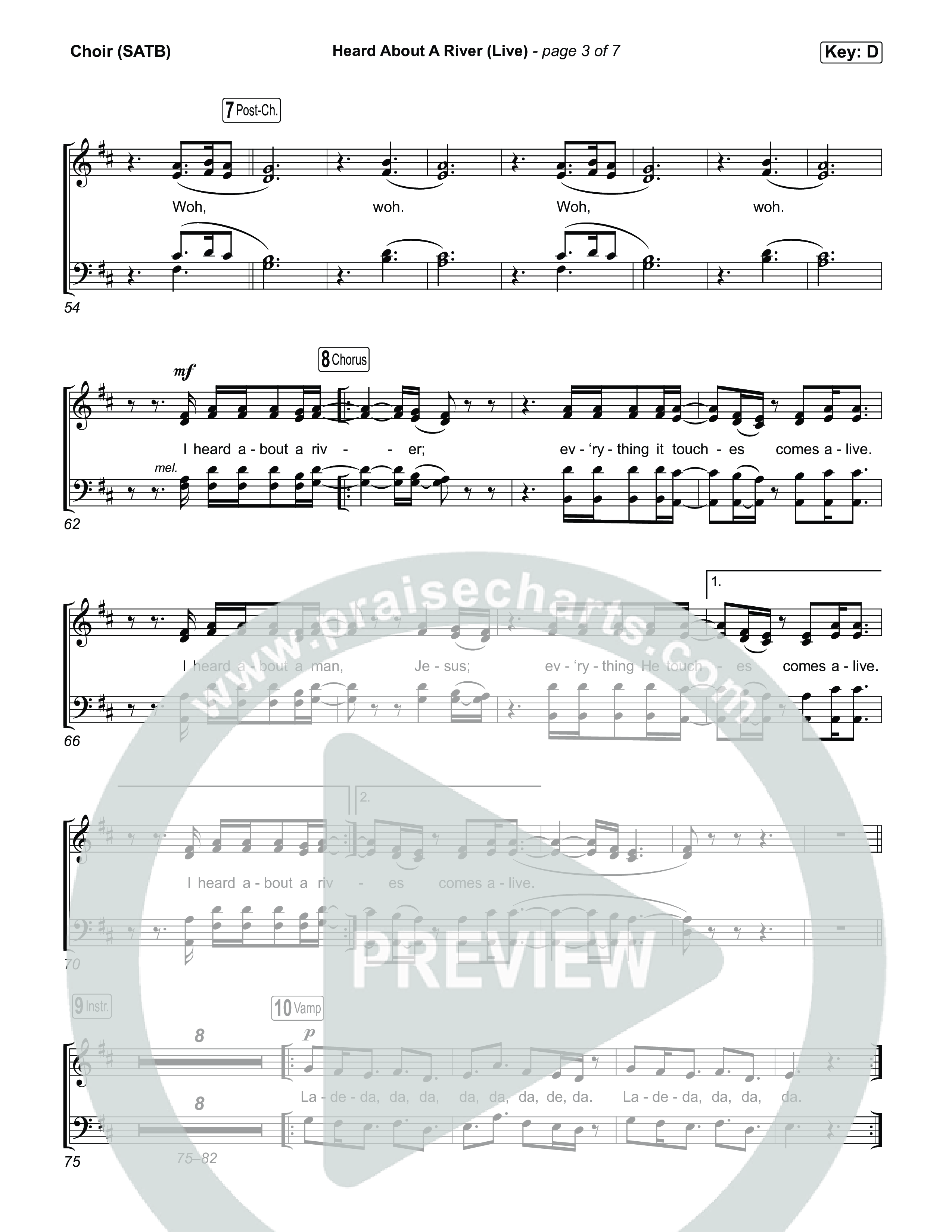 Heard About A River (Live) Choir Sheet (SATB) (Jonathan David Helser / Melissa Helser / Cageless Birds)