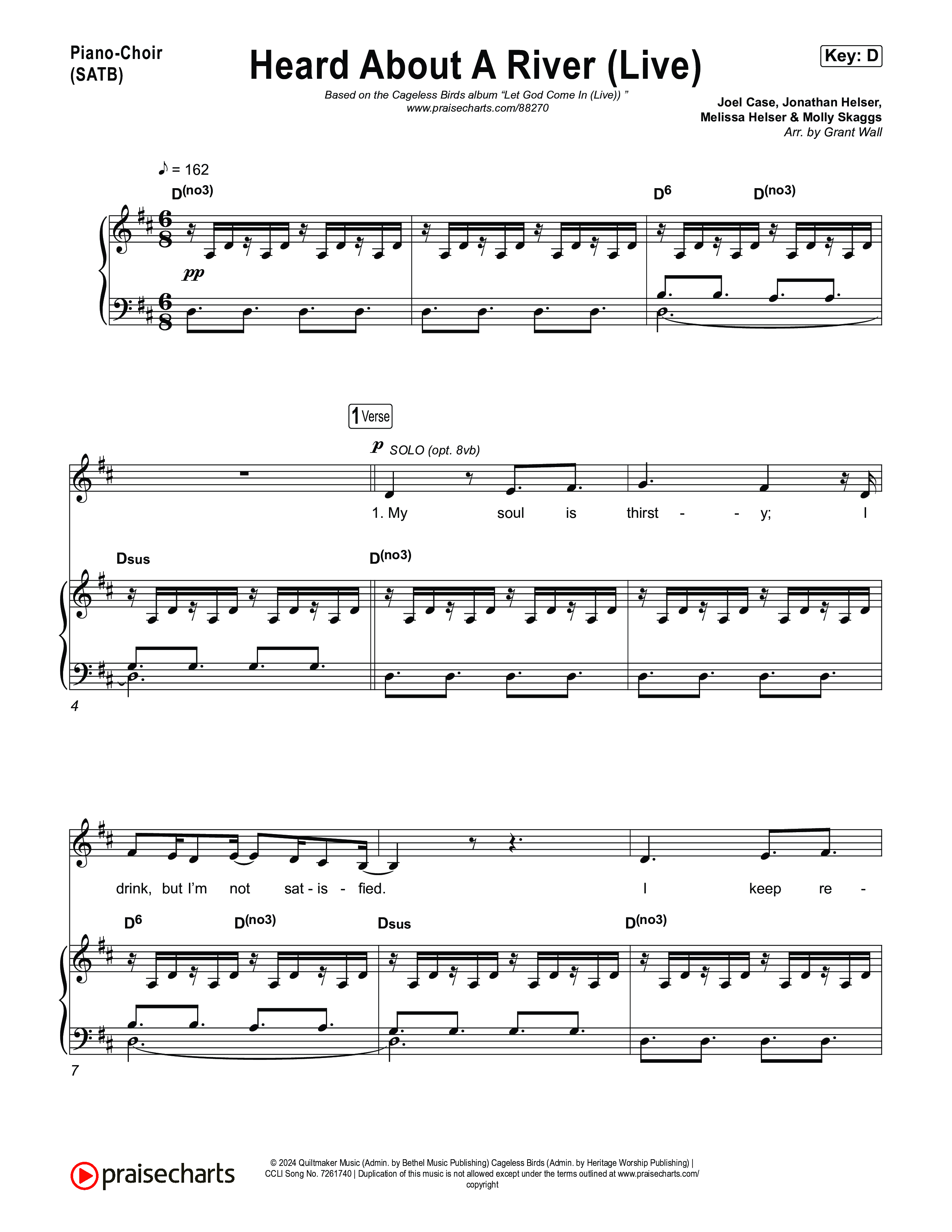 Heard About A River (Live) Piano/Vocal Pack (Jonathan David Helser / Melissa Helser / Cageless Birds)