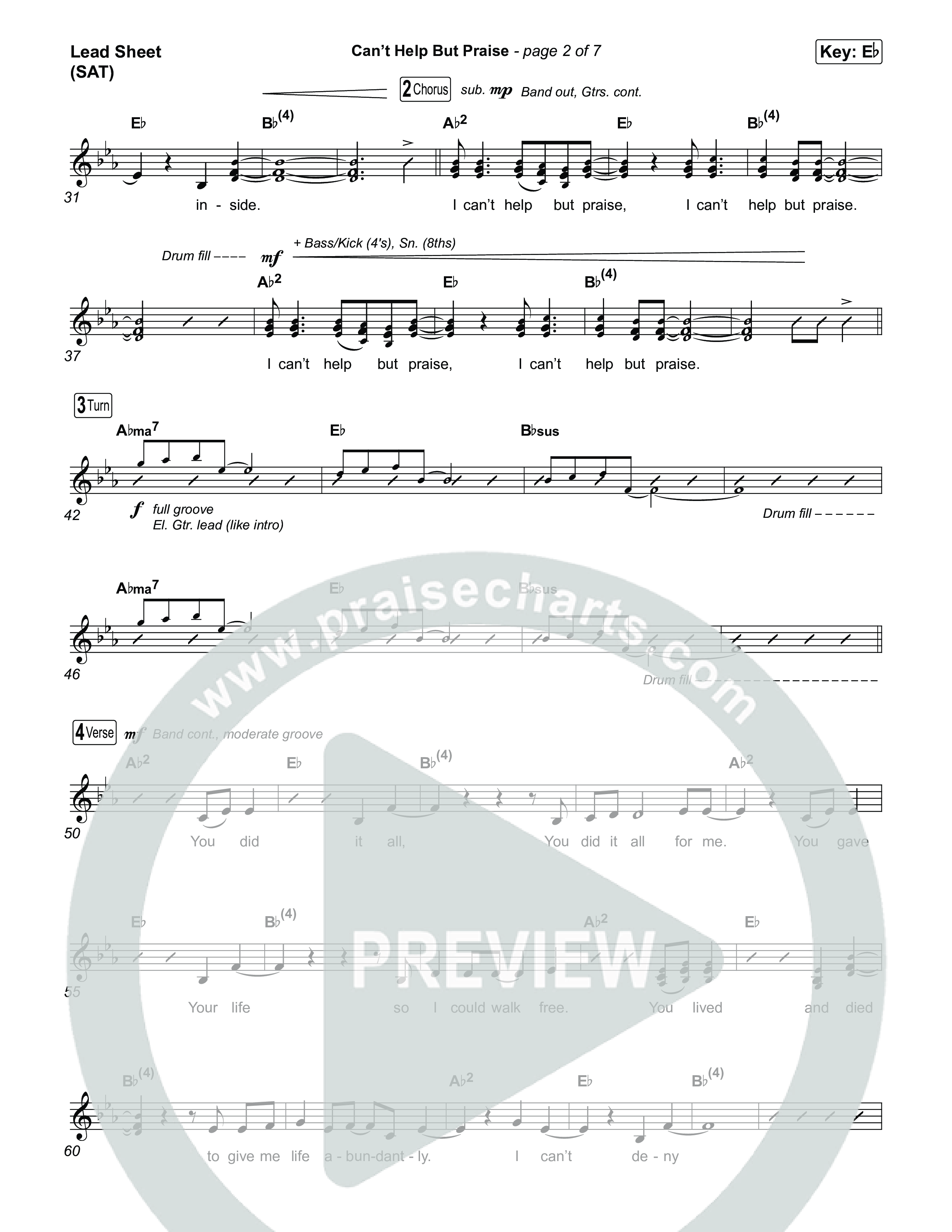 Can't Help But Praise Lead Sheet (SAT) (Lizzie Morgan)