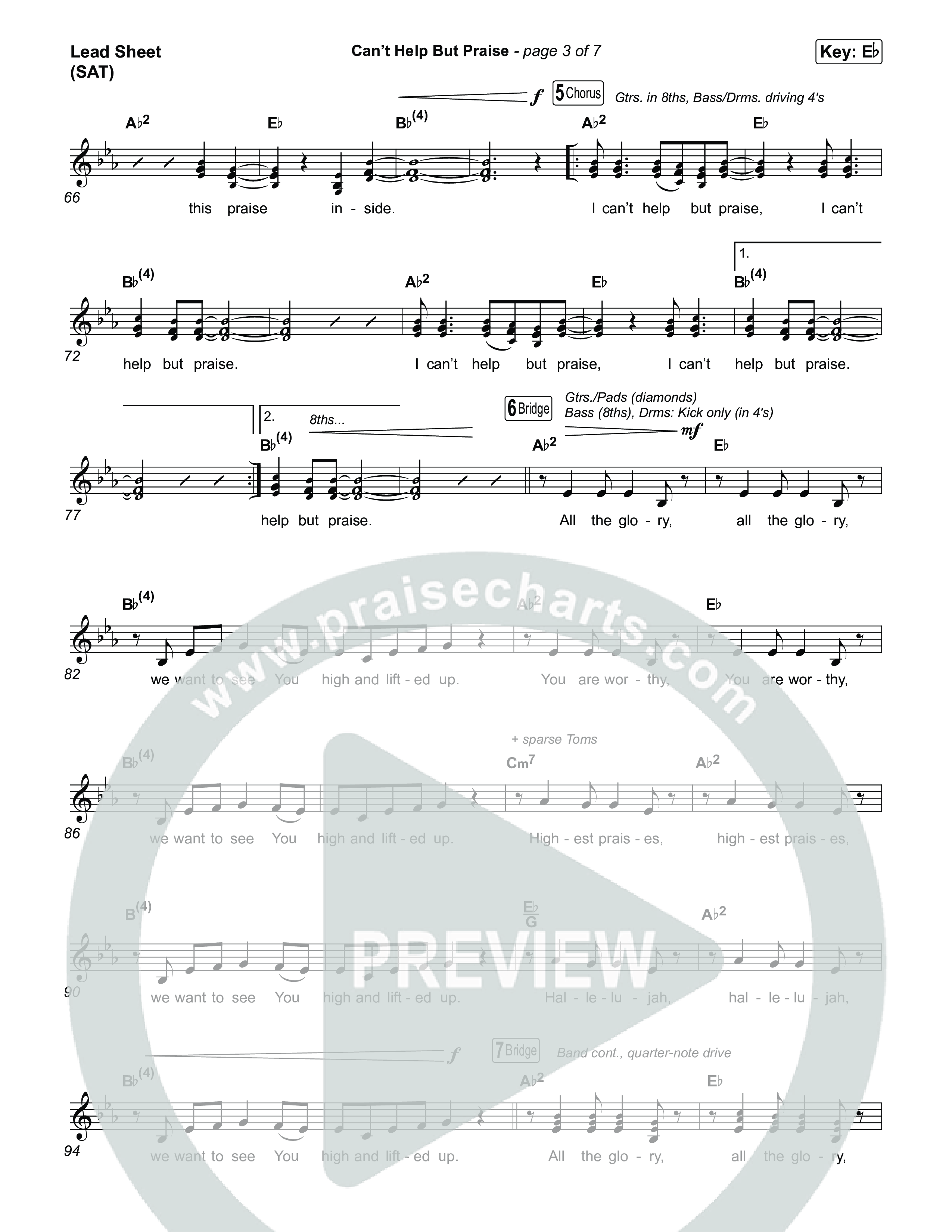 Can't Help But Praise Lead Sheet (SAT) (Lizzie Morgan)