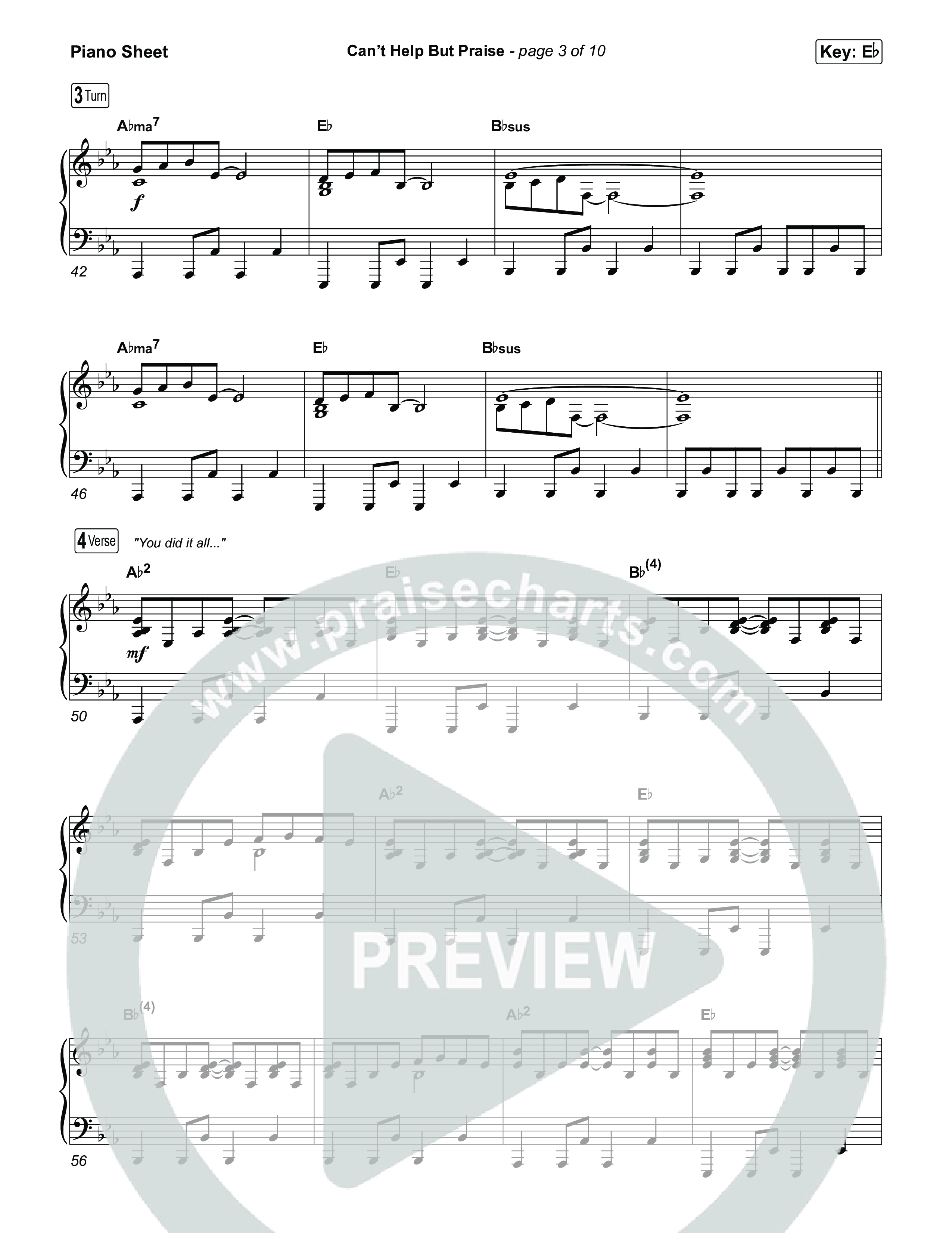 Can't Help But Praise Piano Sheet (Lizzie Morgan)