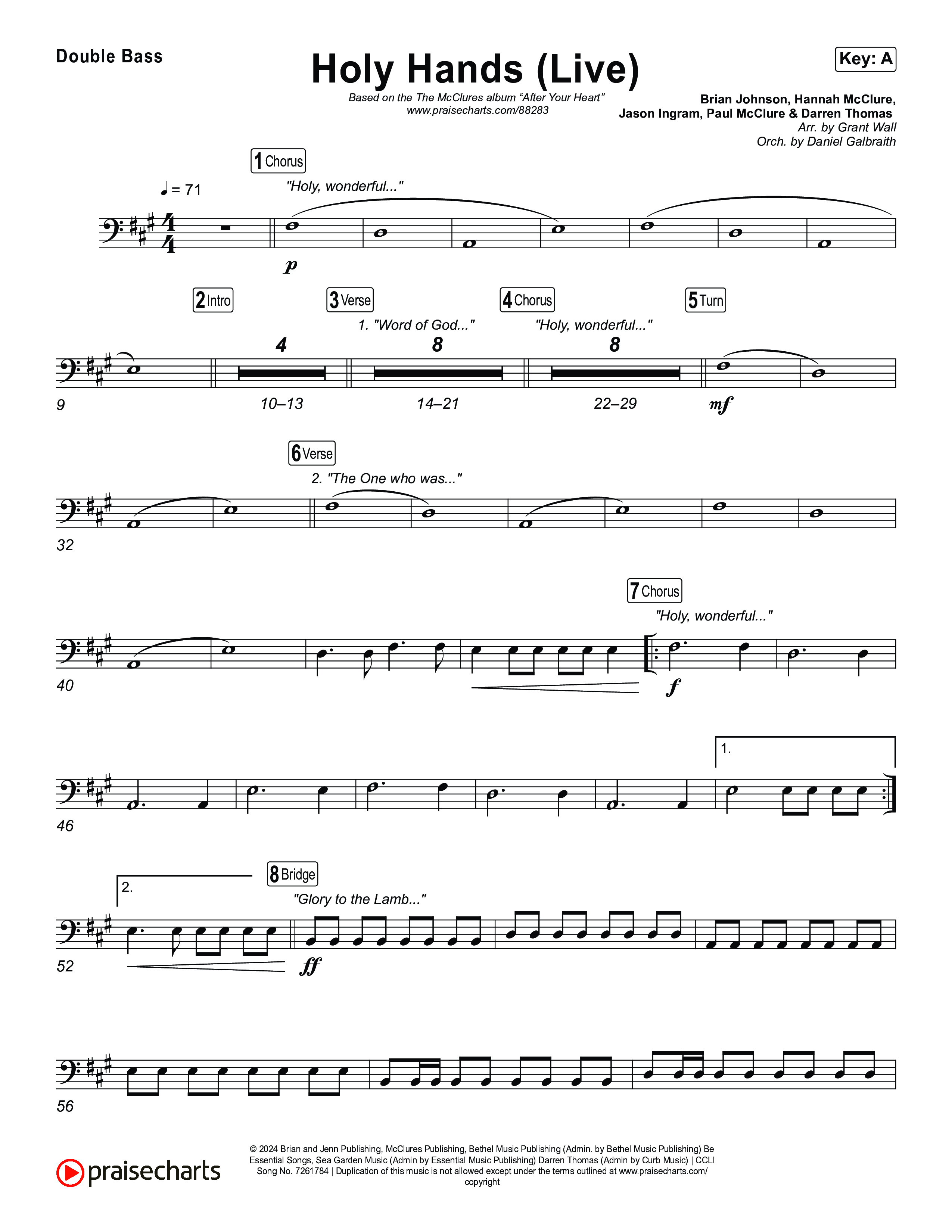 Holy Hands (Live) Double Bass (The McClures)