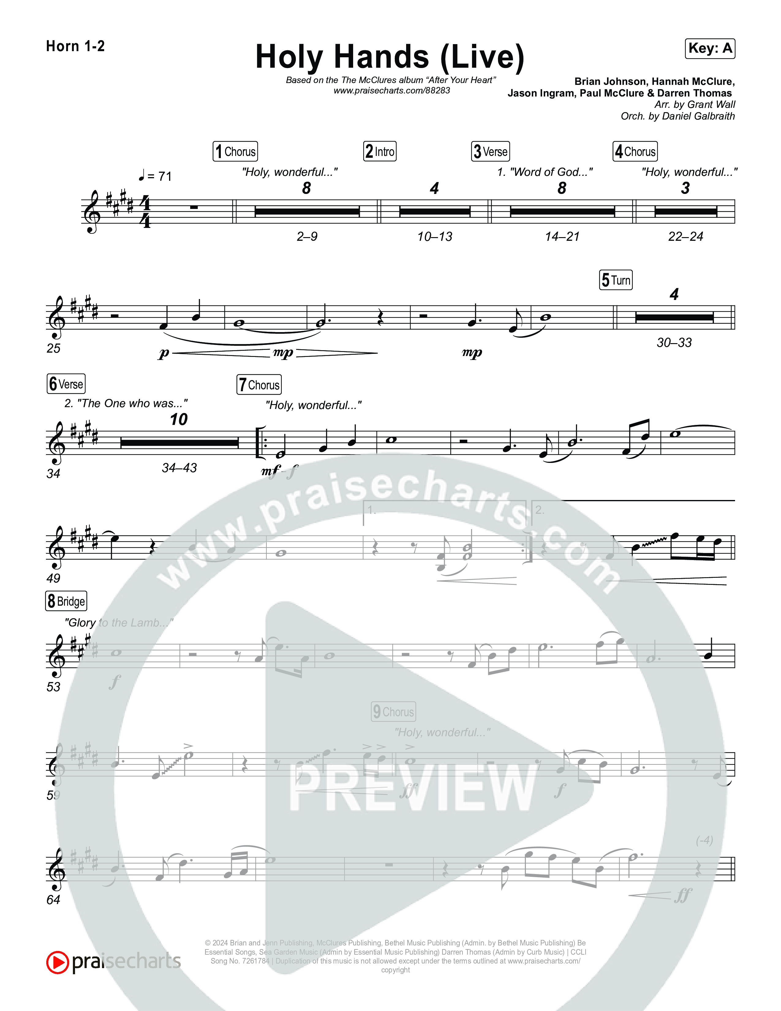 Holy Hands (Live) Brass Pack (The McClures)