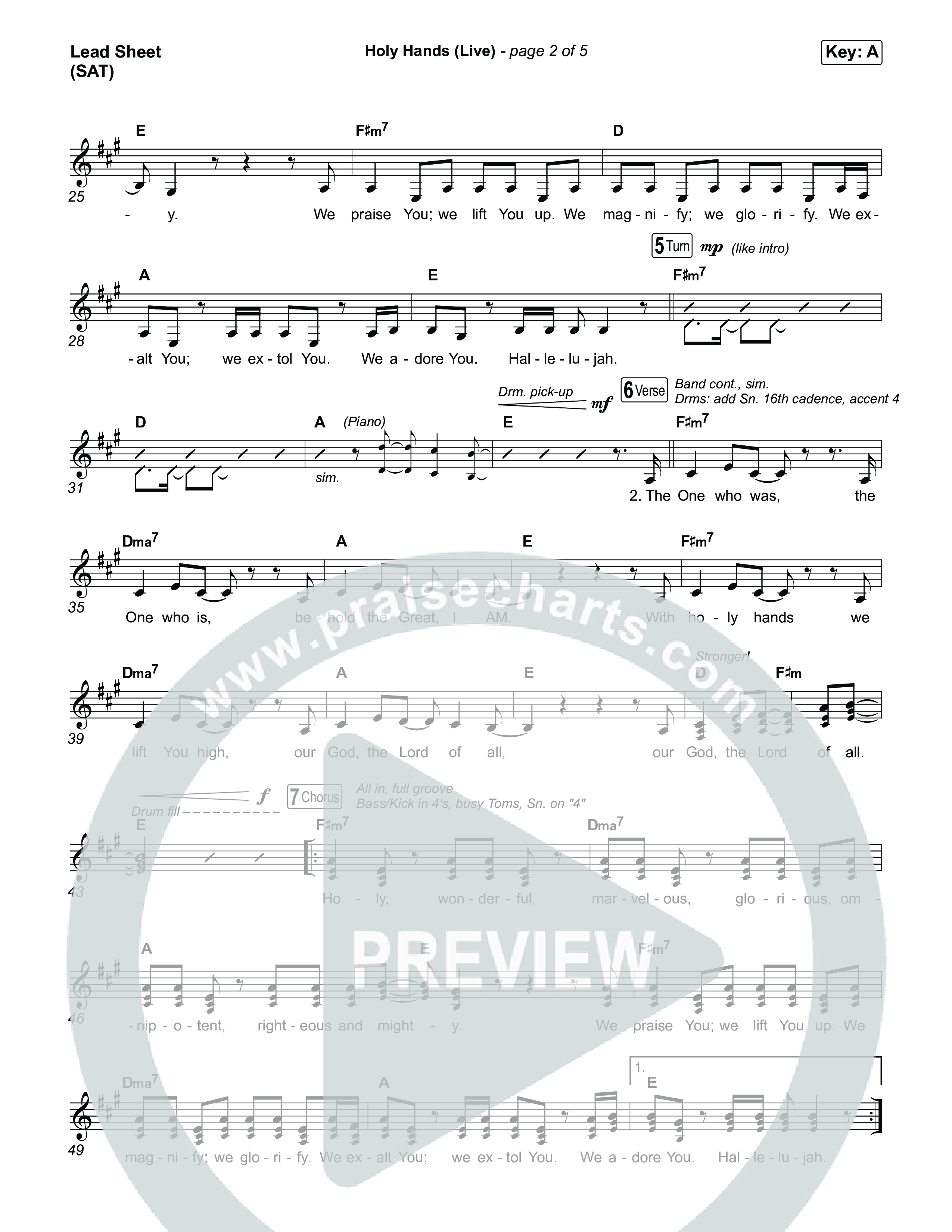 Holy Hands (Live) Lead Sheet (SAT) (The McClures)