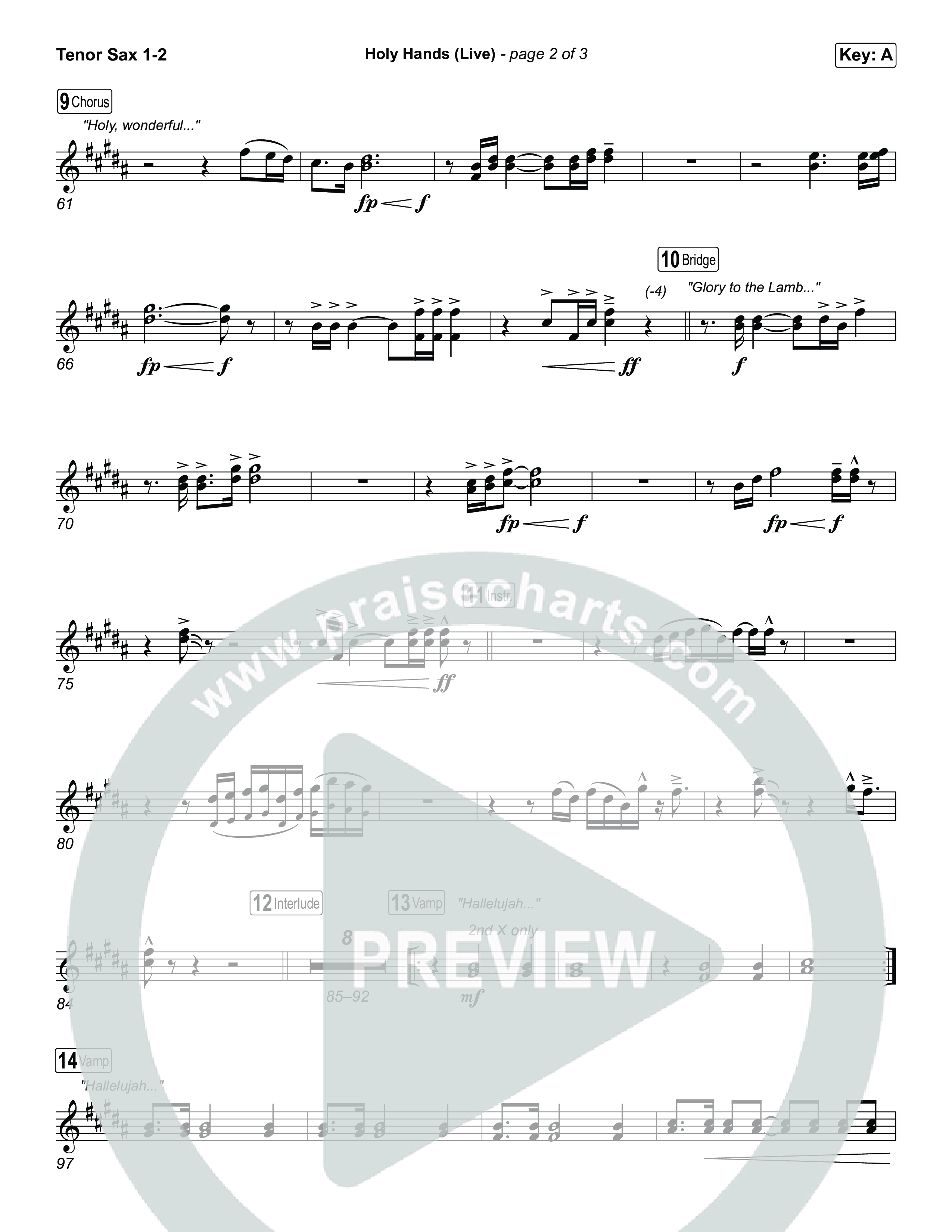 Holy Hands (Live) Tenor Sax 1/2 (The McClures)