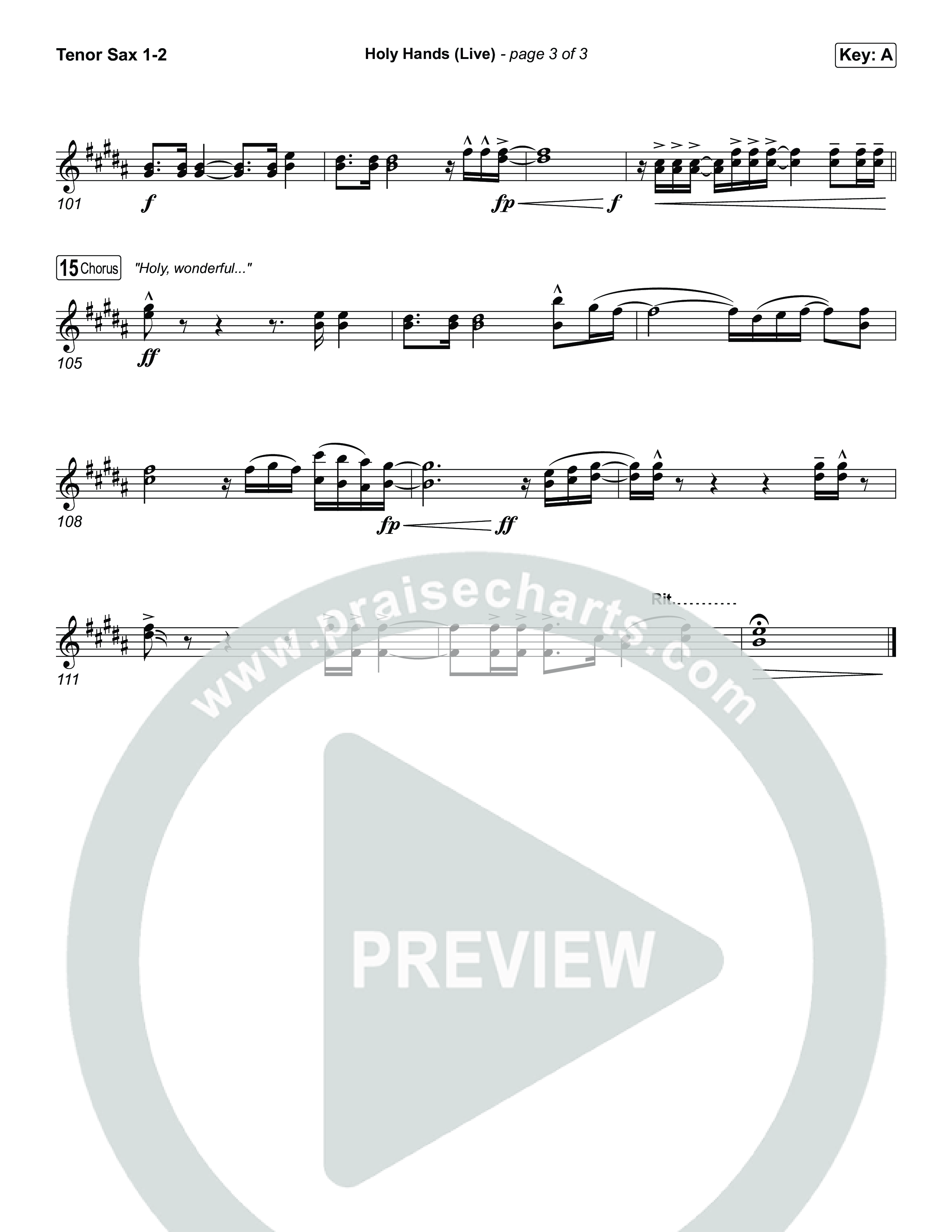 Holy Hands (Live) Tenor Sax 1/2 (The McClures)