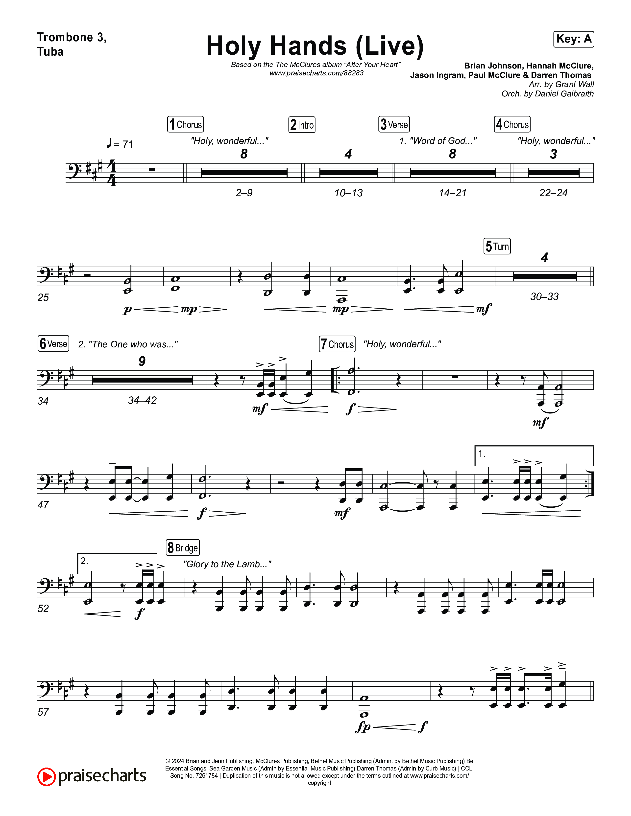 Holy Hands (Live) Trombone 3/Tuba (The McClures)