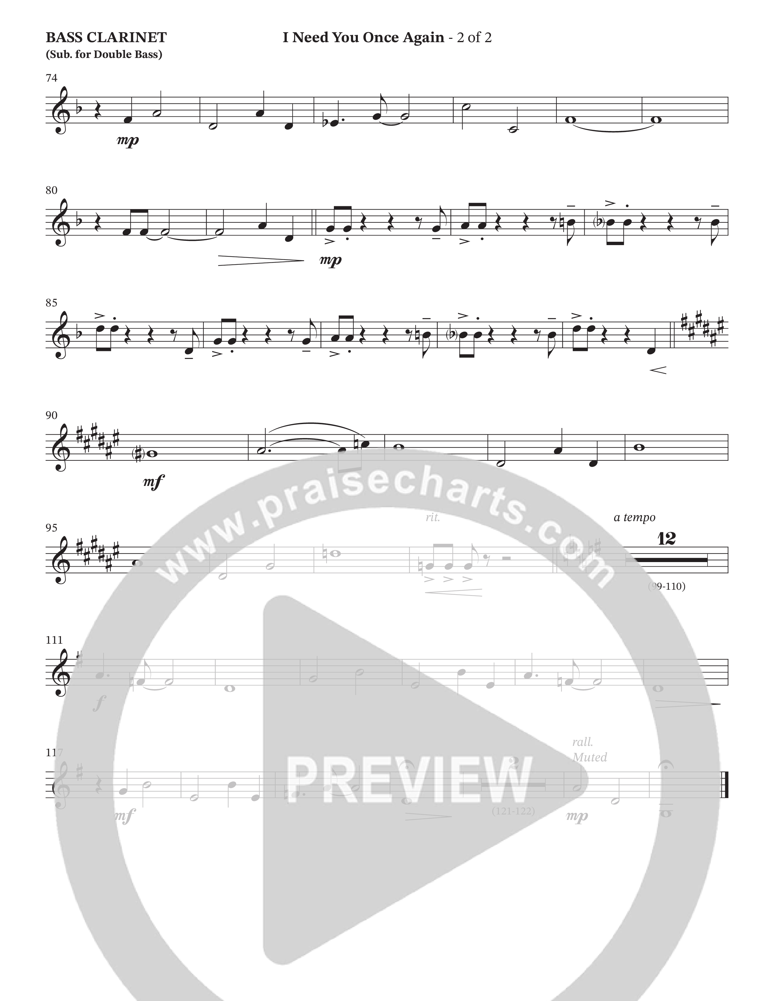 I Need You Once Again (Choral Anthem SATB) Bass Clarinet (The Brooklyn Tabernacle Choir / Arr. Oliver Wells / Orch. Lari Goss)