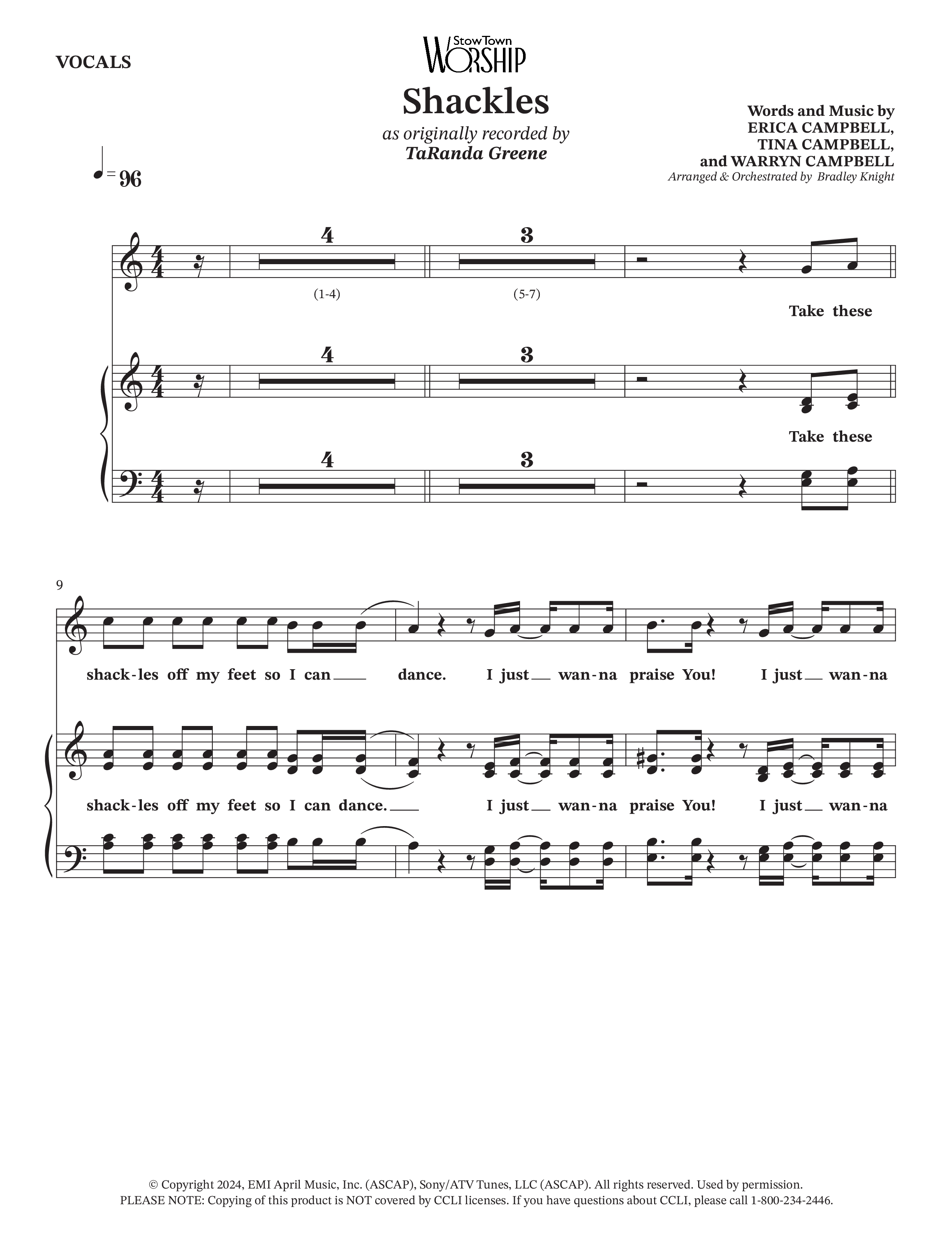 Shackles (Choral Anthem SATB) Choir Sheet (TaRanda Greene / Arr. Bradley Knight)