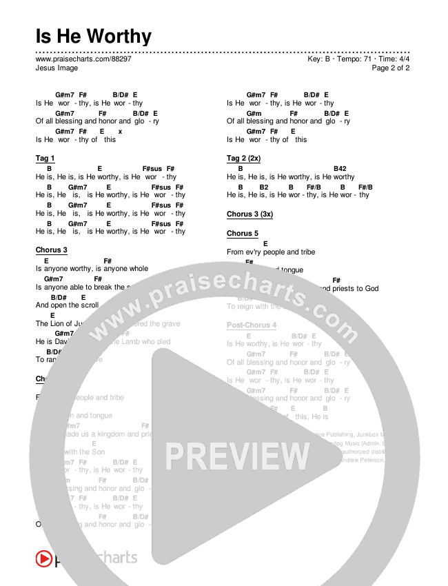 Is He Worthy Chords & Lyrics (Jesus Image)