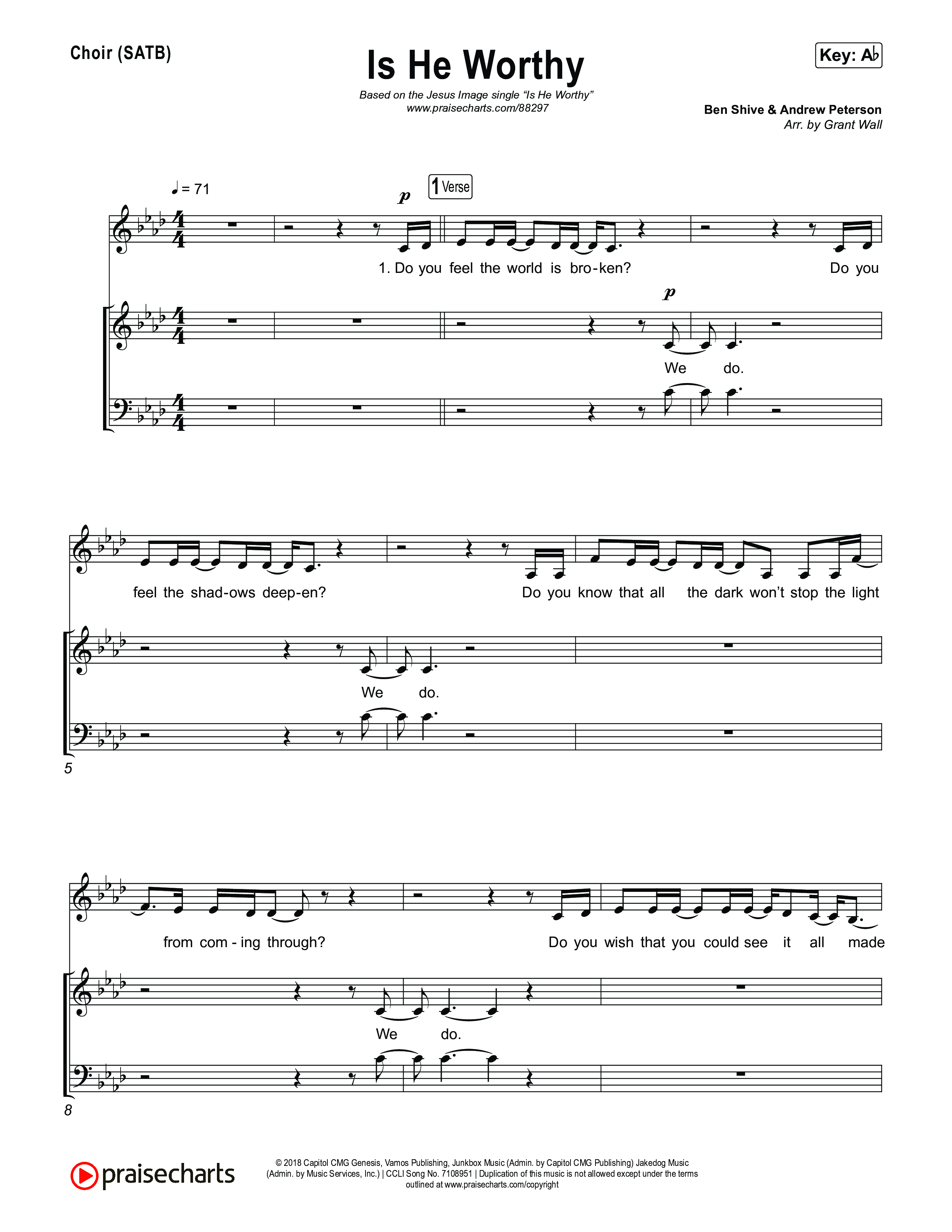 Is He Worthy Choir Sheet (SATB) (Jesus Image)