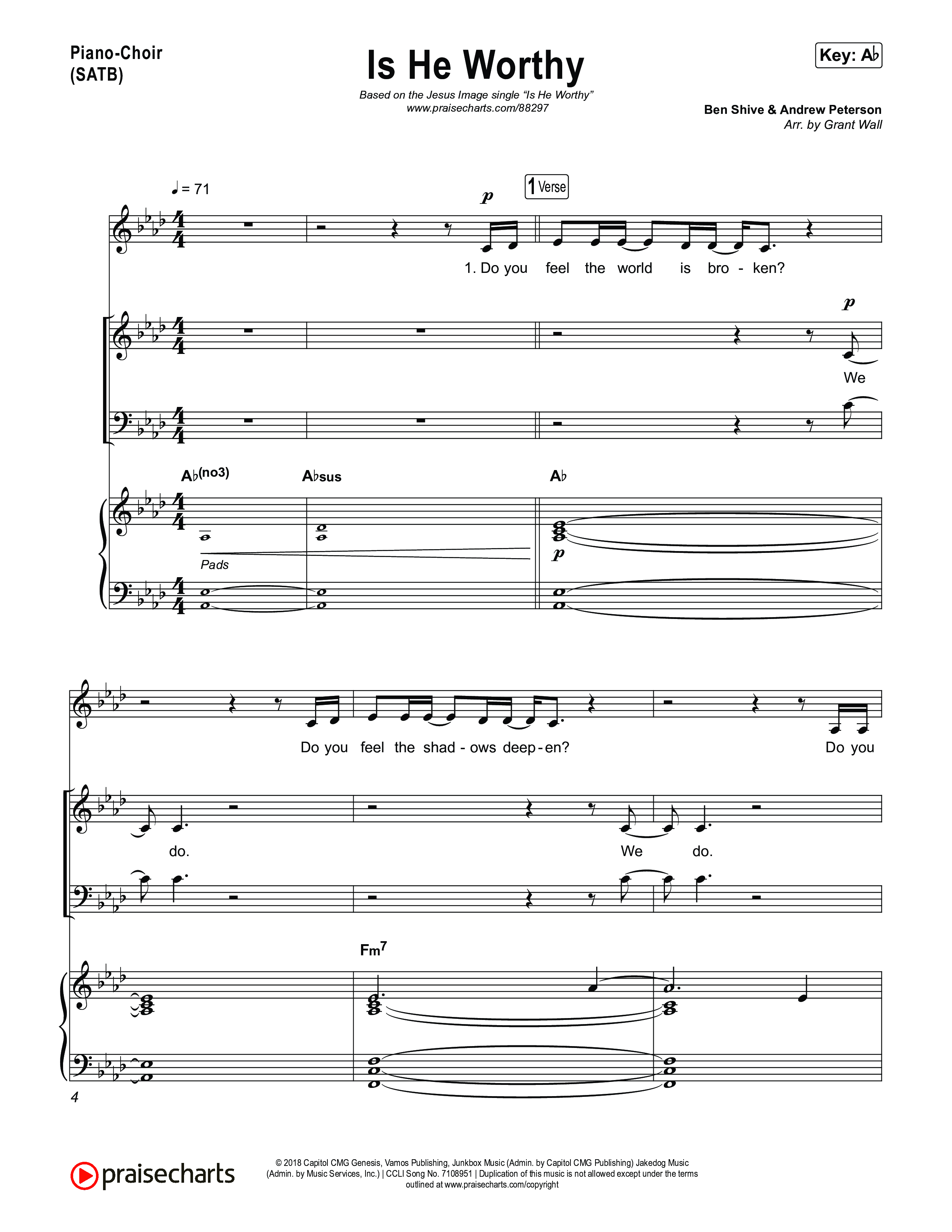 Is He Worthy Piano/Vocal Pack (Jesus Image)