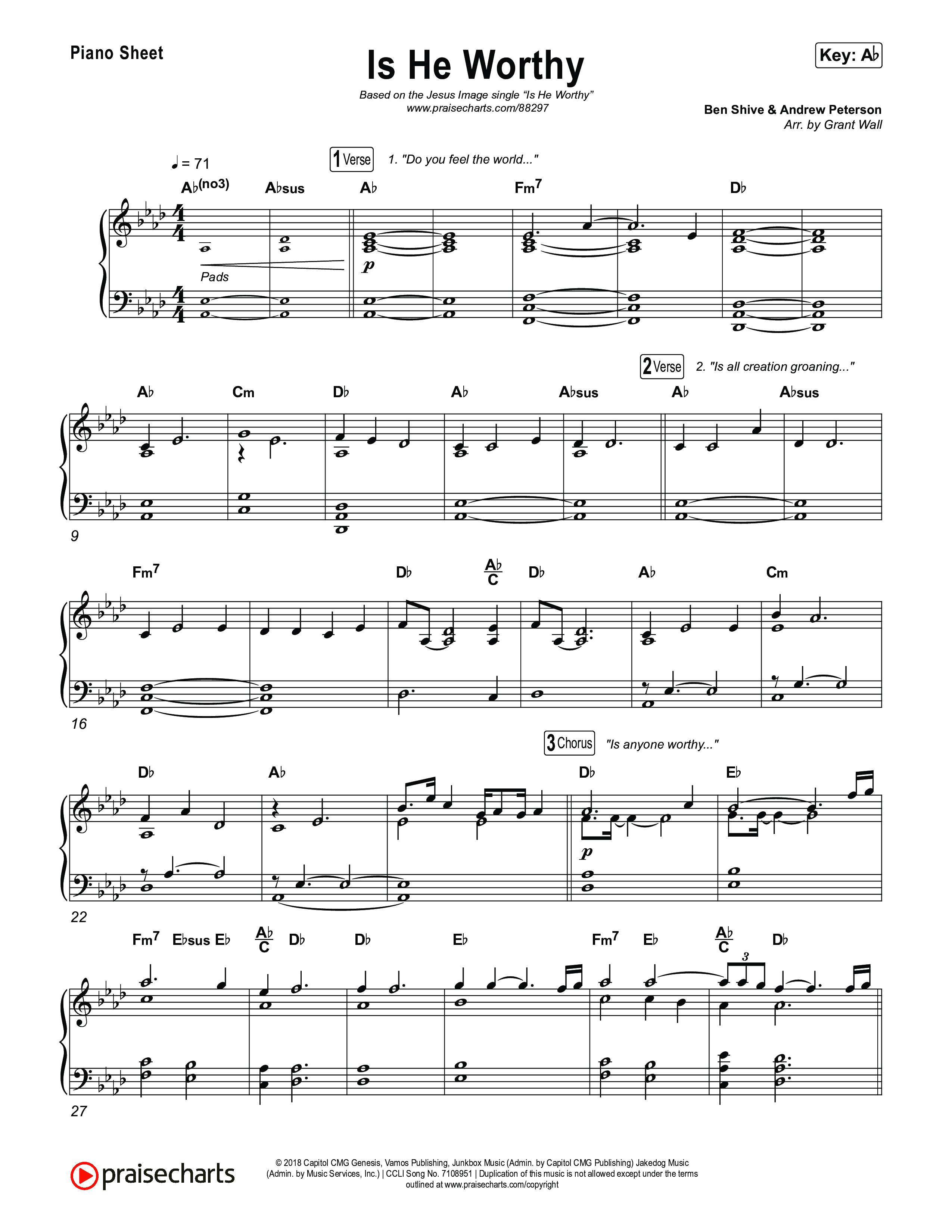 Is He Worthy Piano Sheet (Jesus Image)