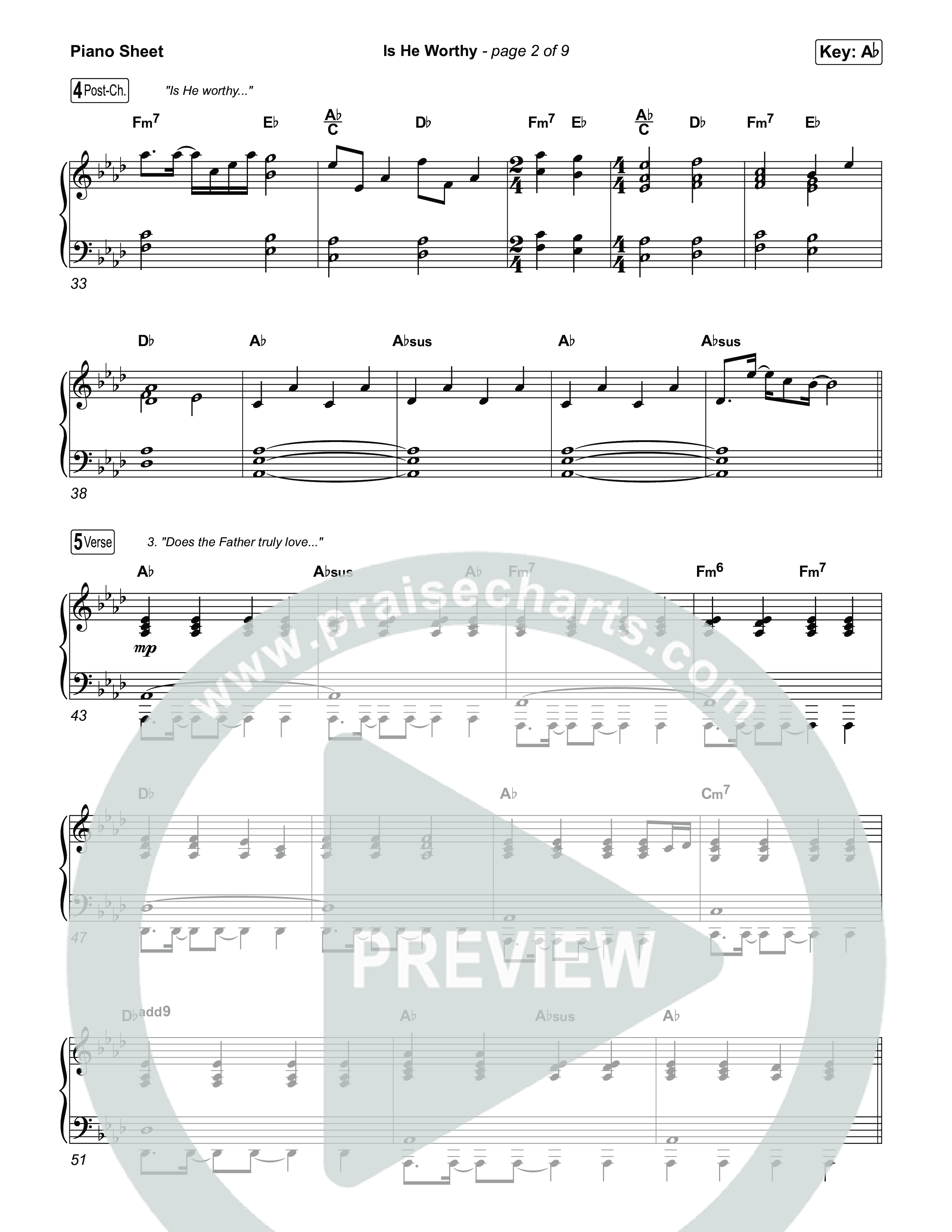 Is He Worthy Piano Sheet (Jesus Image)
