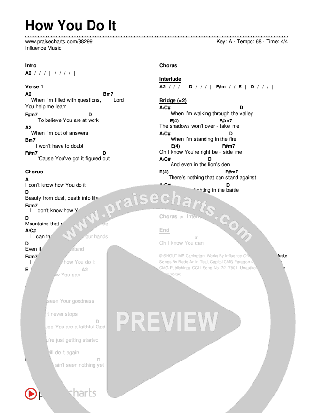 How You Do It Chords & Lyrics (Influence Music)