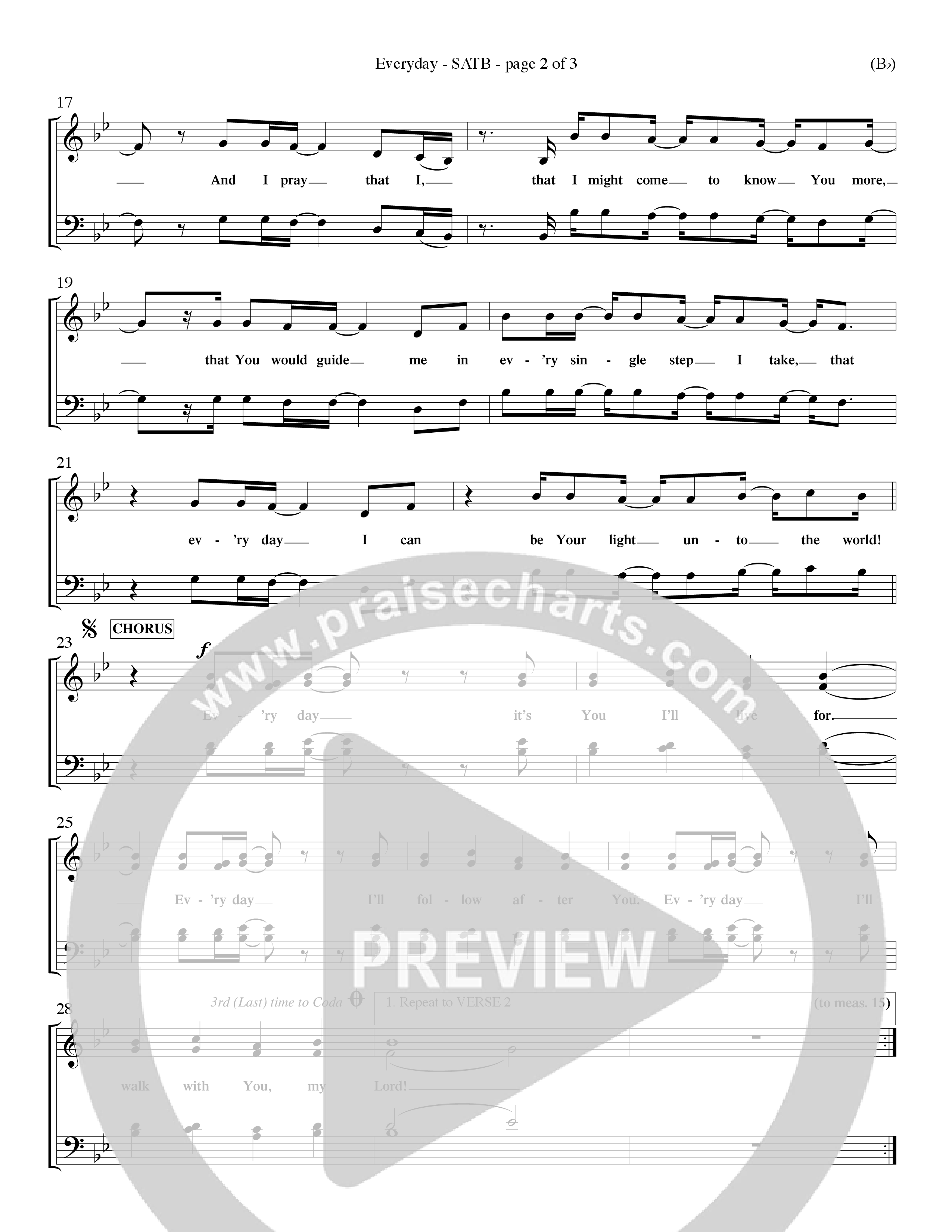 Everyday (Choral Anthem SATB) Choir Sheet (SATB) (Word Music Choral / Orch. Dave Williamson)