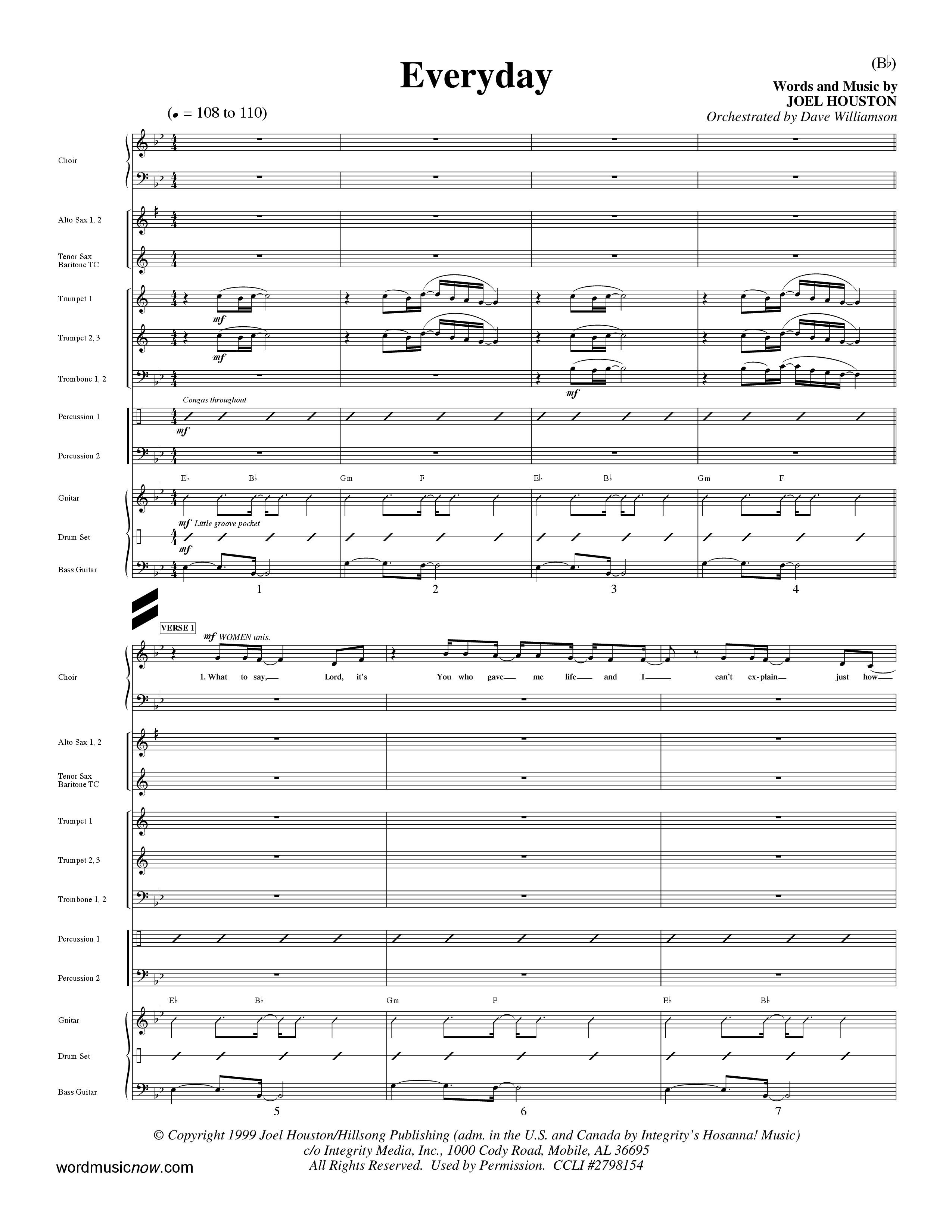 Everyday (Choral Anthem SATB) Conductor's Score (Word Music Choral / Orch. Dave Williamson)