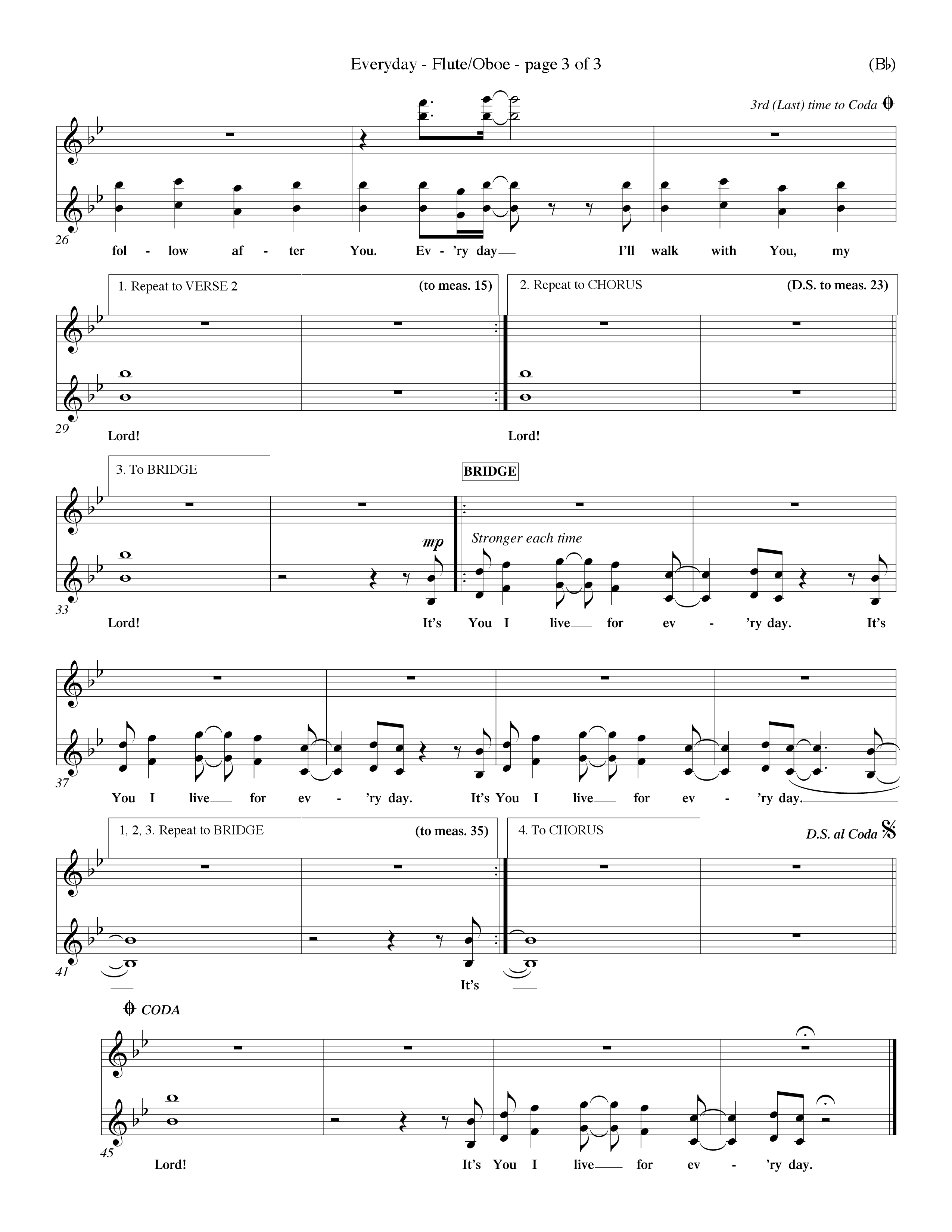 Everyday (Choral Anthem SATB) Flute/Oboe (Word Music Choral / Orch. Dave Williamson)