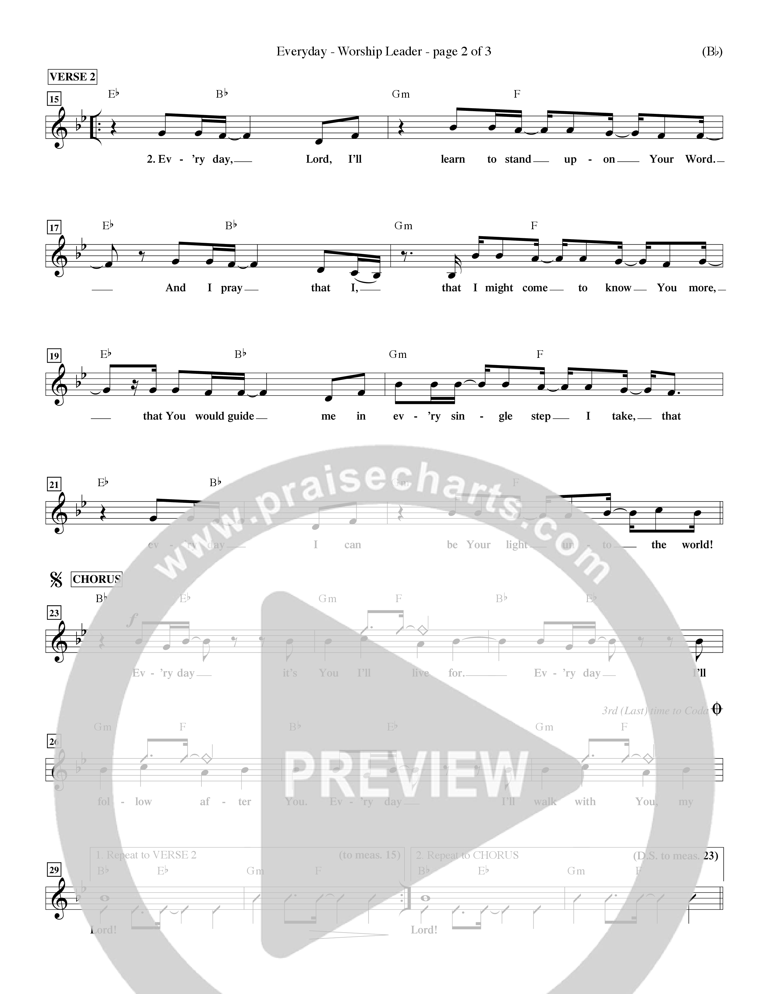 Everyday (Choral Anthem SATB) Lead Sheet (Mel) (Word Music Choral / Orch. Dave Williamson)