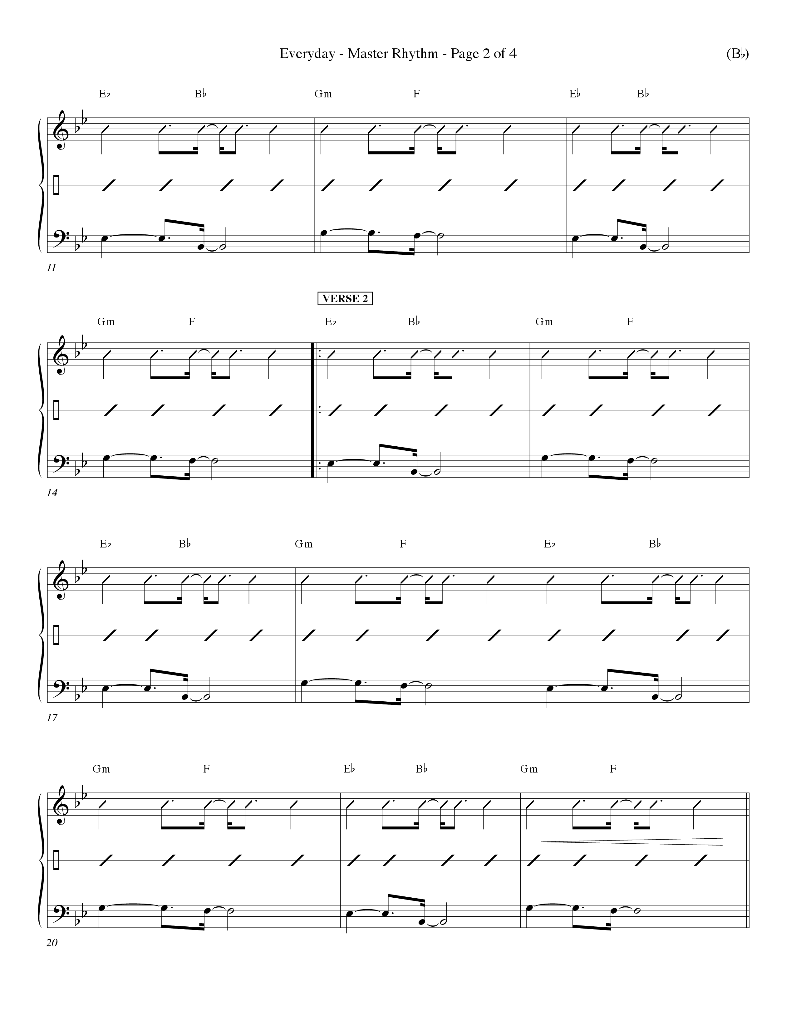 Everyday (Choral Anthem SATB) Rhythm Chart (Word Music Choral / Orch. Dave Williamson)