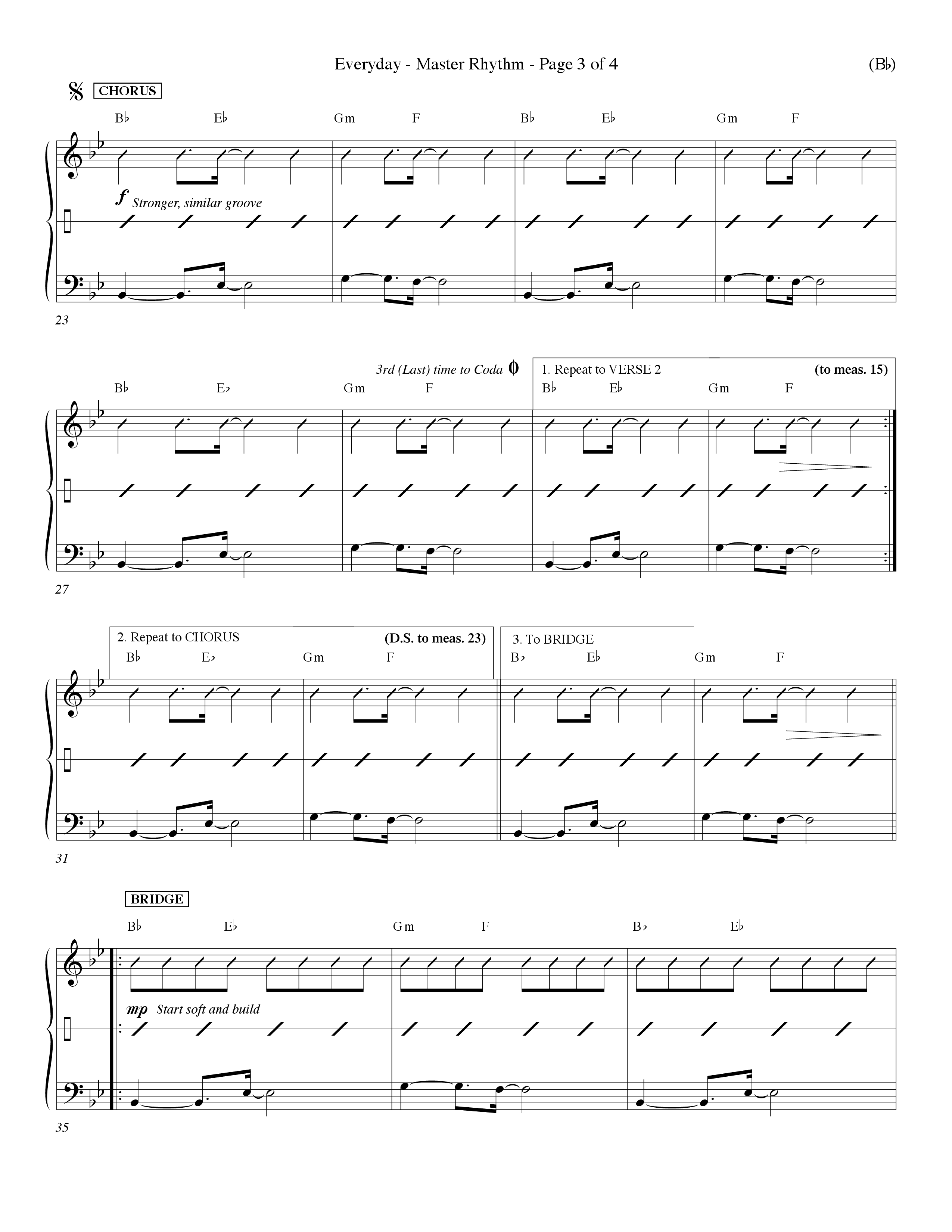 Everyday (Choral Anthem SATB) Rhythm Chart (Word Music Choral / Orch. Dave Williamson)