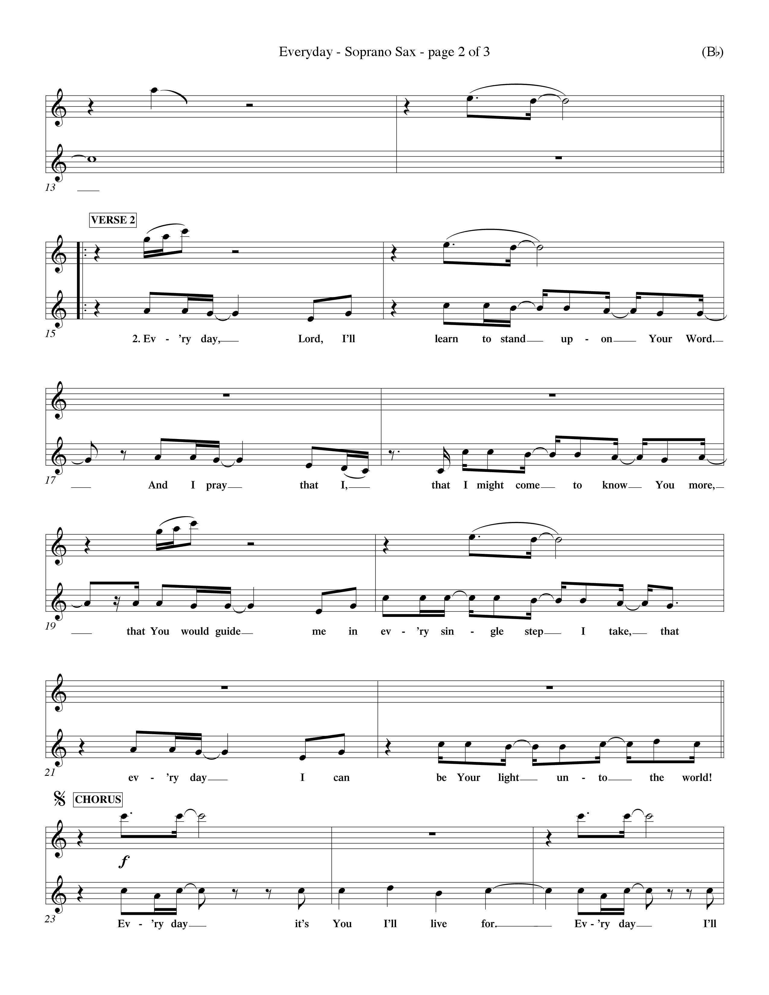 Everyday (Choral Anthem SATB) Saxophone (Word Music Choral / Orch. Dave Williamson)