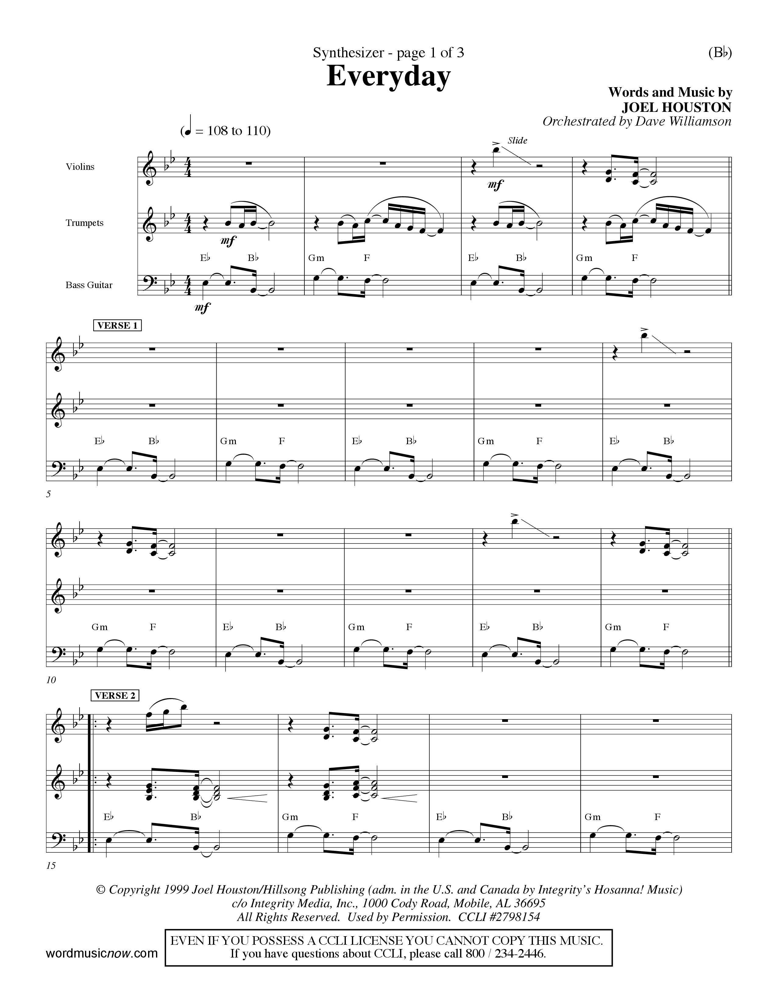 Everyday (Choral Anthem SATB) Synth (Word Music Choral / Orch. Dave Williamson)