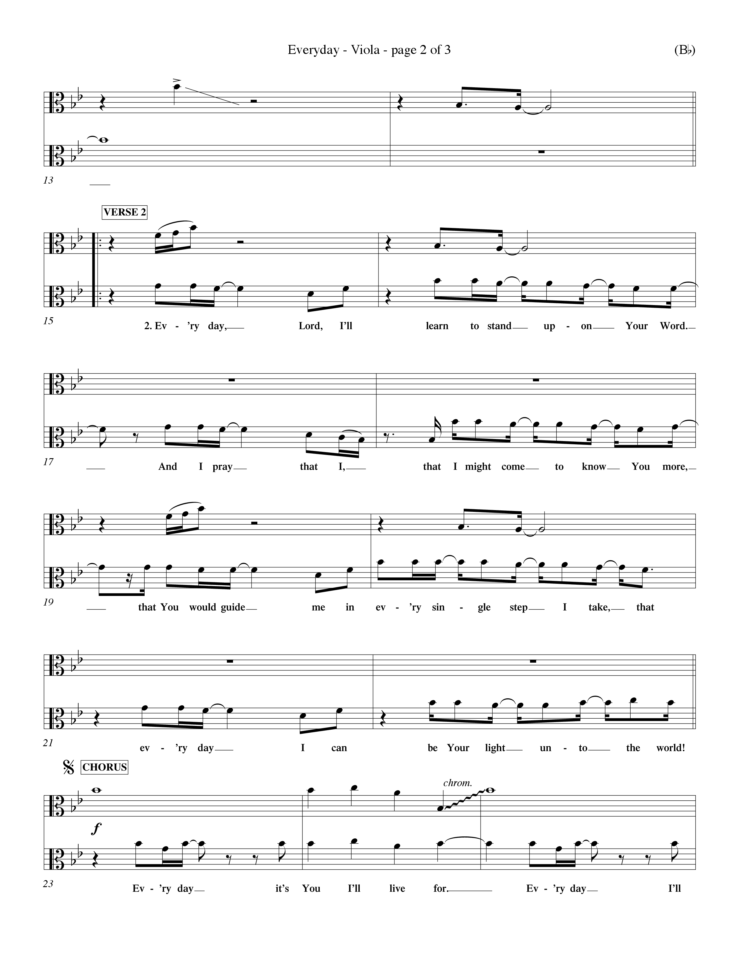 Everyday (Choral Anthem SATB) Viola (Word Music Choral / Orch. Dave Williamson)