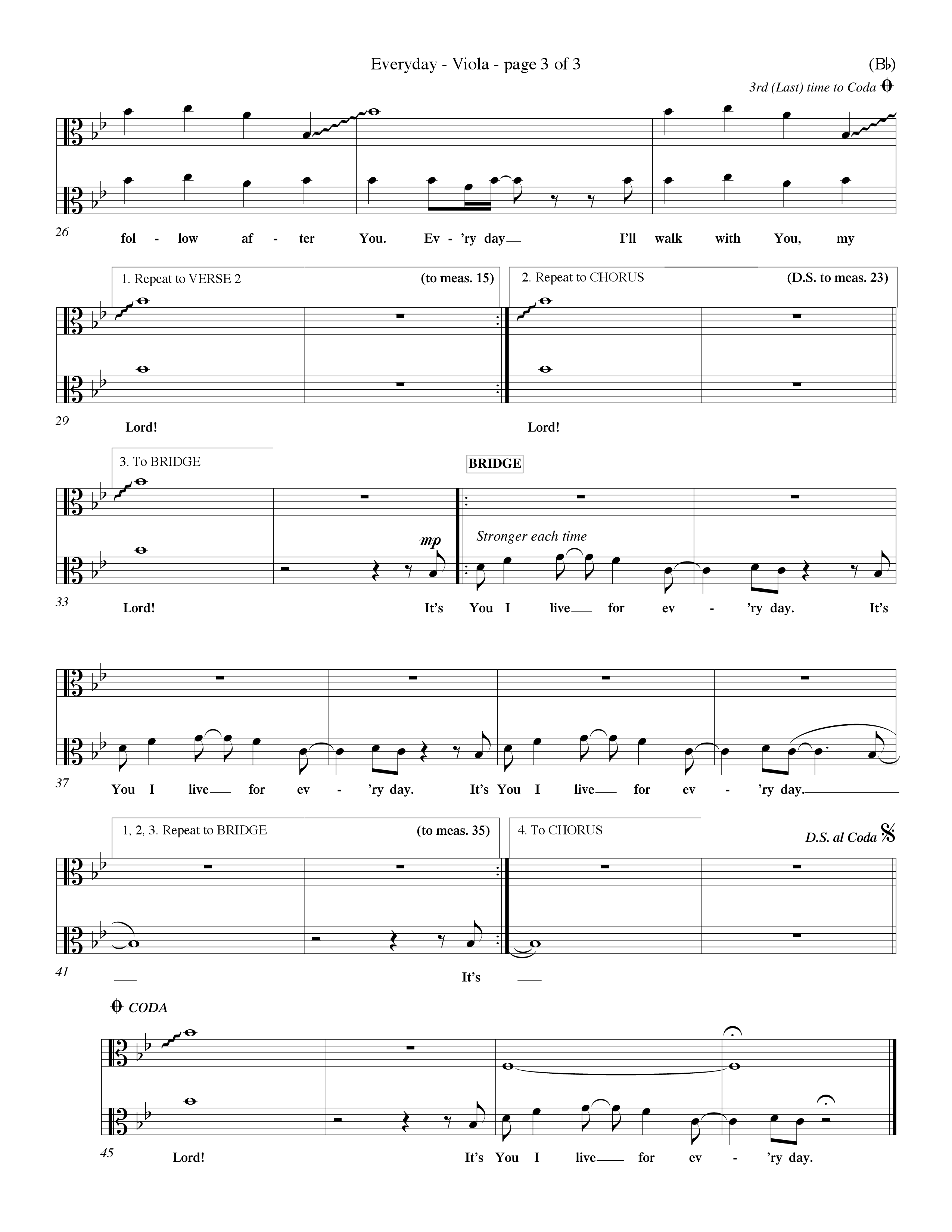 Everyday (Choral Anthem SATB) Viola (Word Music Choral / Orch. Dave Williamson)