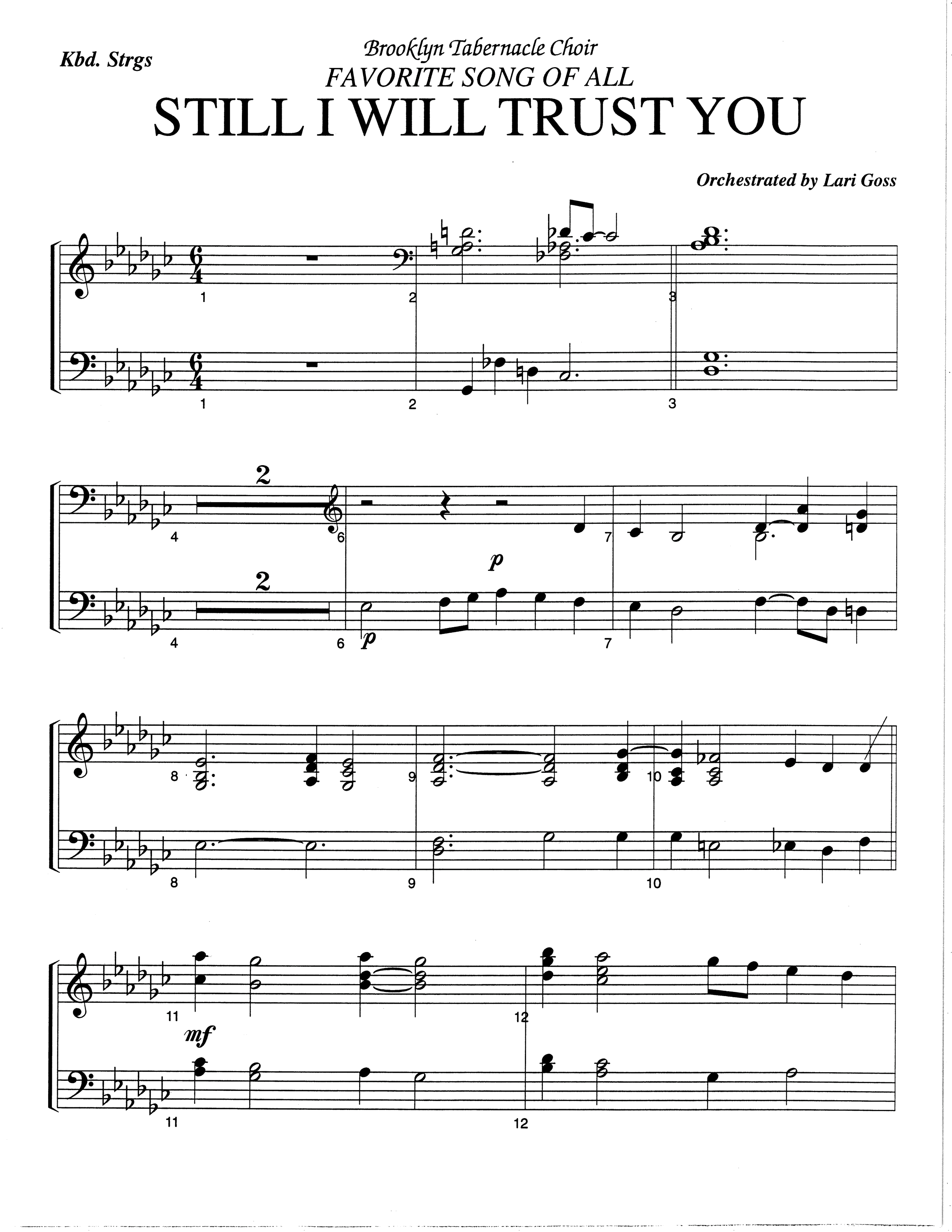 Still I Will Trust You (Choral Anthem SATB) String Reduction (The Brooklyn Tabernacle Choir / Arr. Carol Cymbala)