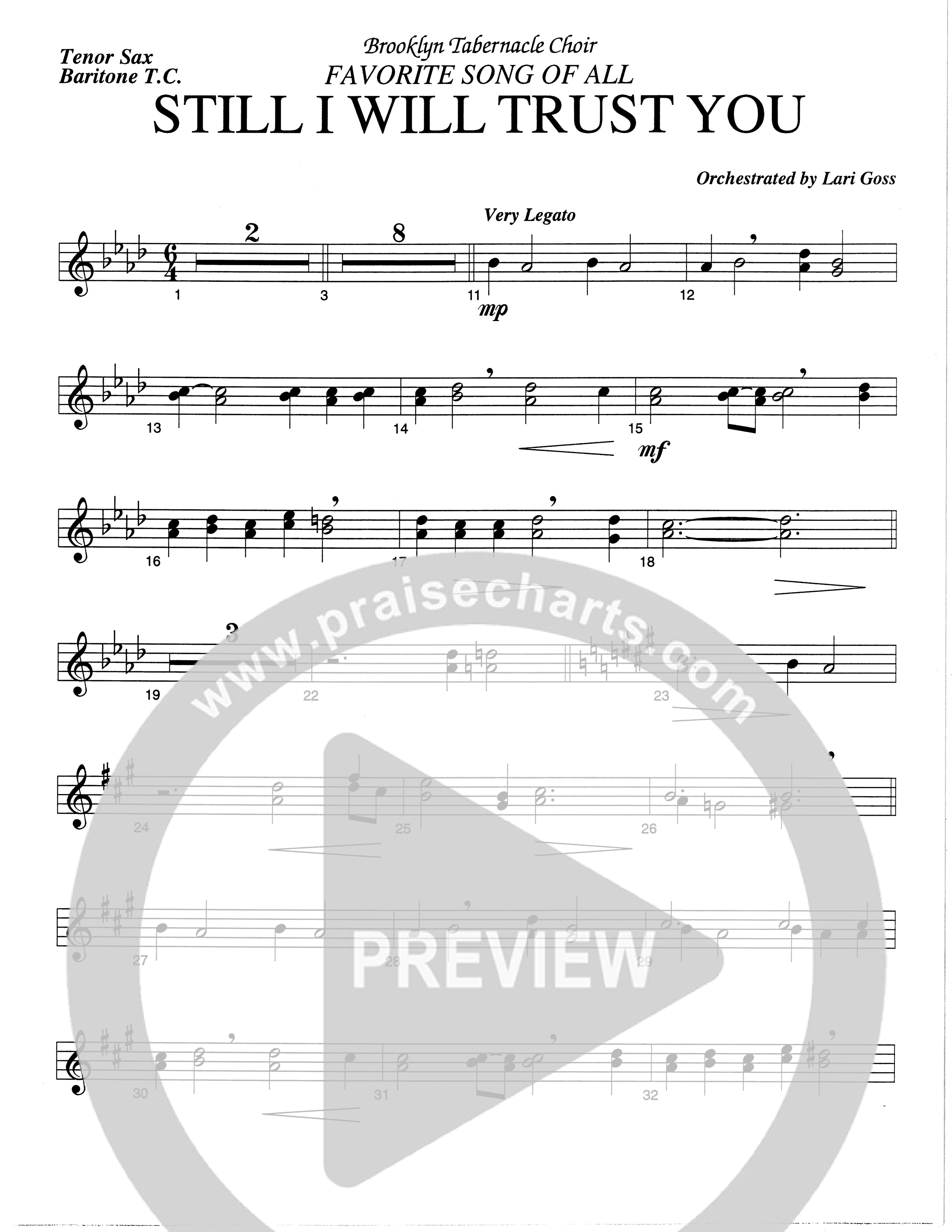Still I Will Trust You (Choral Anthem SATB) Tenor Sax/Baritone T.C. (The Brooklyn Tabernacle Choir / Arr. Carol Cymbala)