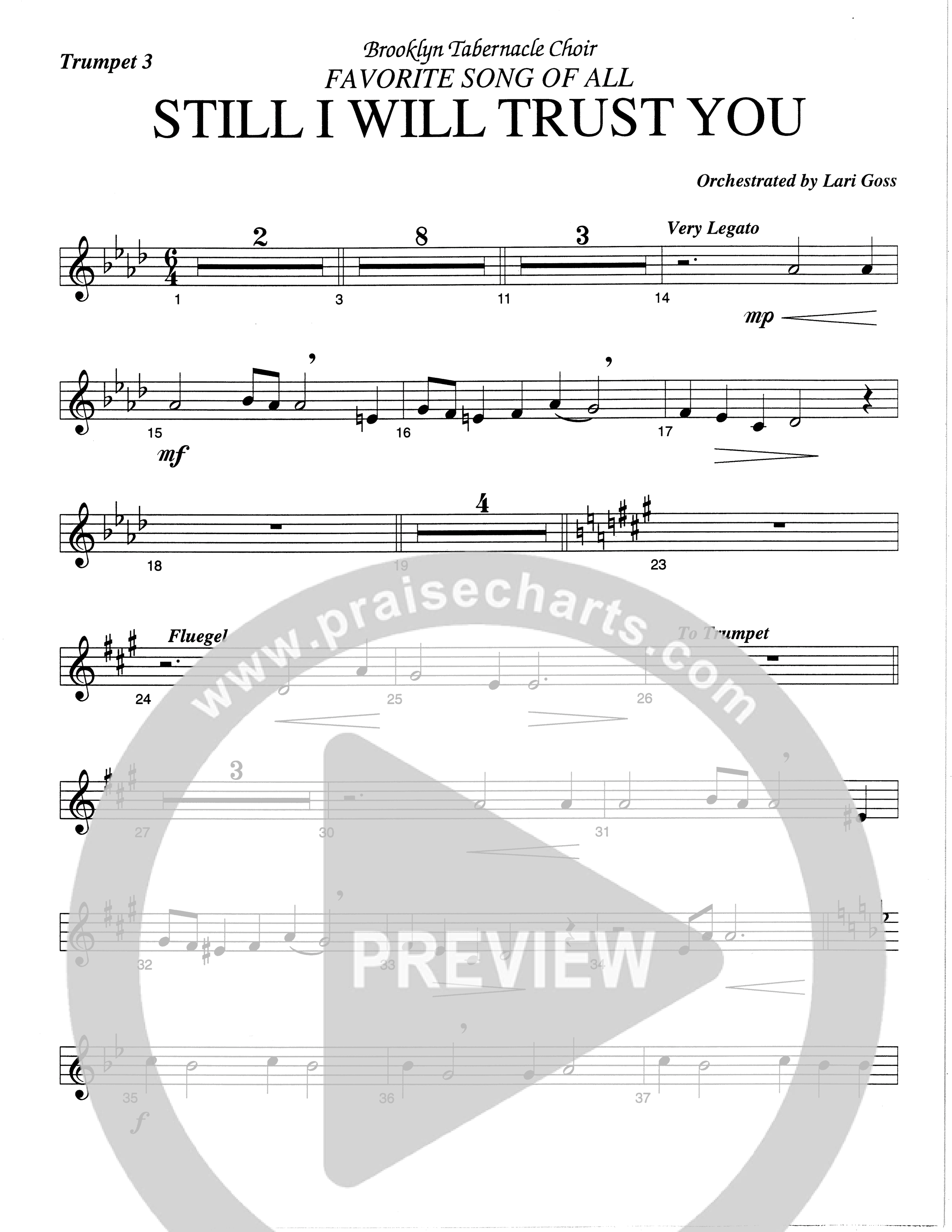 Still I Will Trust You (Choral Anthem SATB) Trumpet 3 (The Brooklyn Tabernacle Choir / Arr. Carol Cymbala)