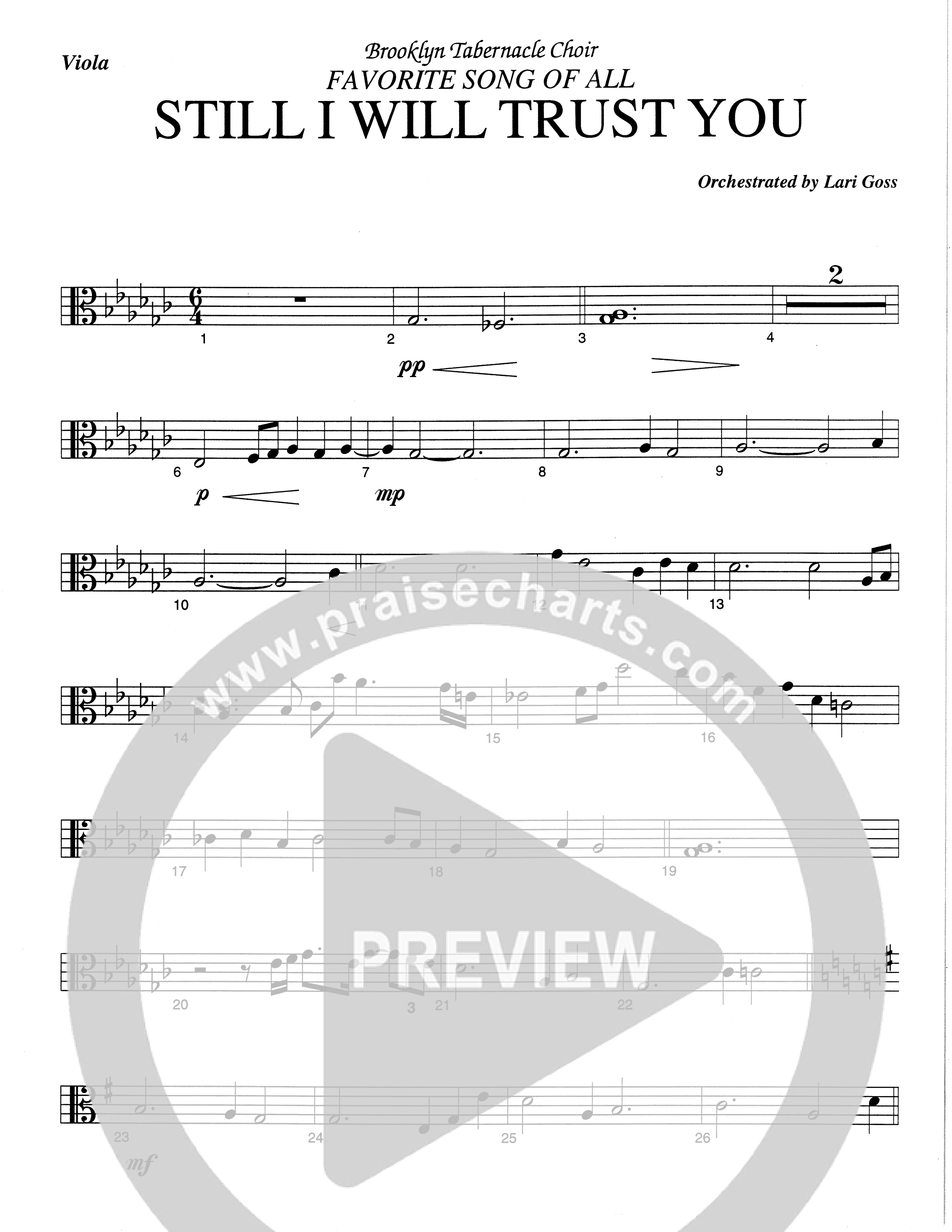 Still I Will Trust You (Choral Anthem SATB) Viola (The Brooklyn Tabernacle Choir / Arr. Carol Cymbala)