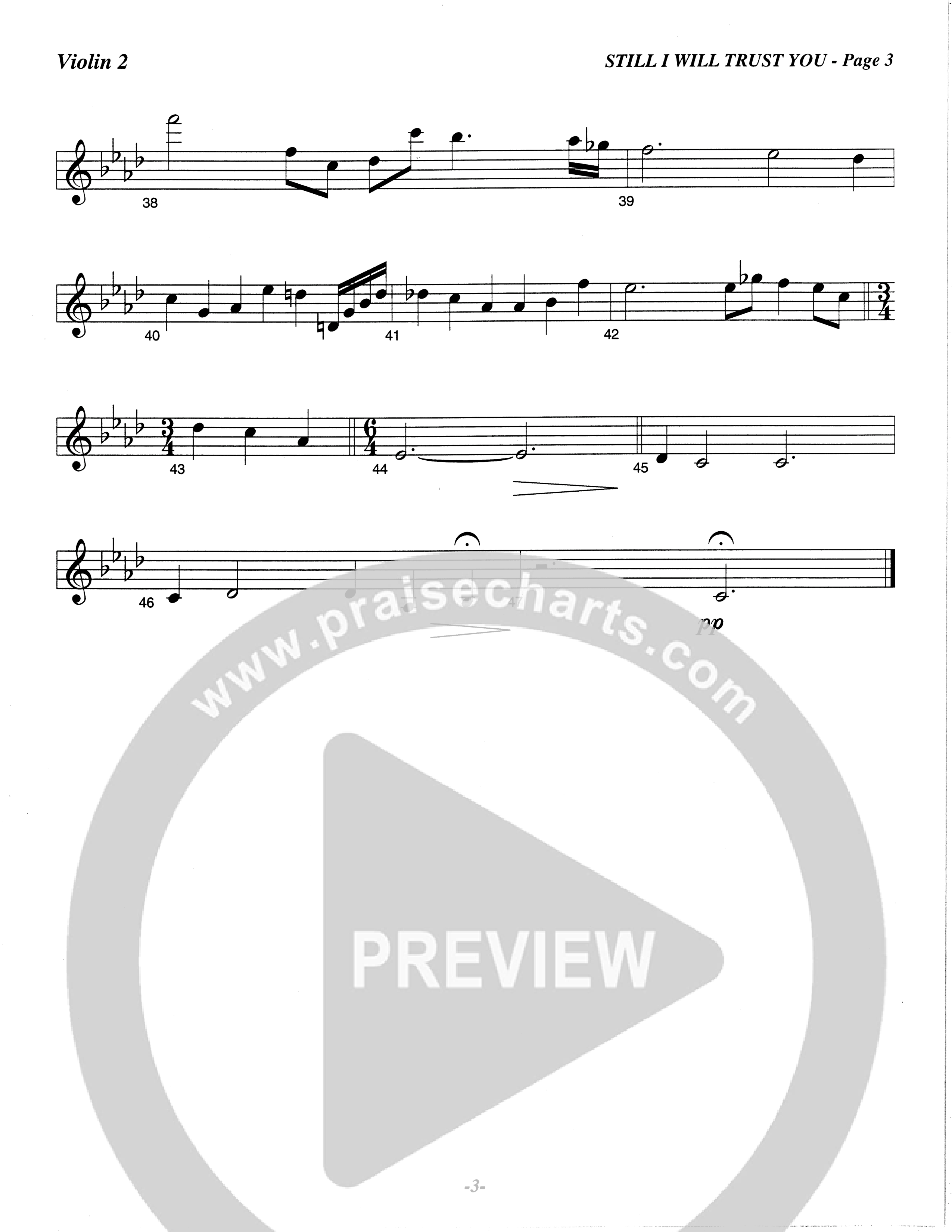 Still I Will Trust You (Choral Anthem SATB) Violin 2 (The Brooklyn Tabernacle Choir / Arr. Carol Cymbala)